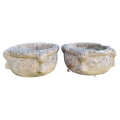 Used French Round Cast Stone Planter/Sink