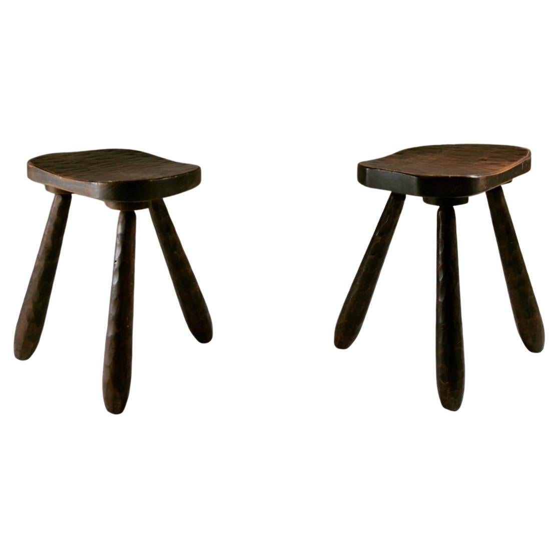 Two French Tripod Stools, 1930s