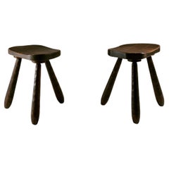 Antique Two French Tripod Stools, 1930s