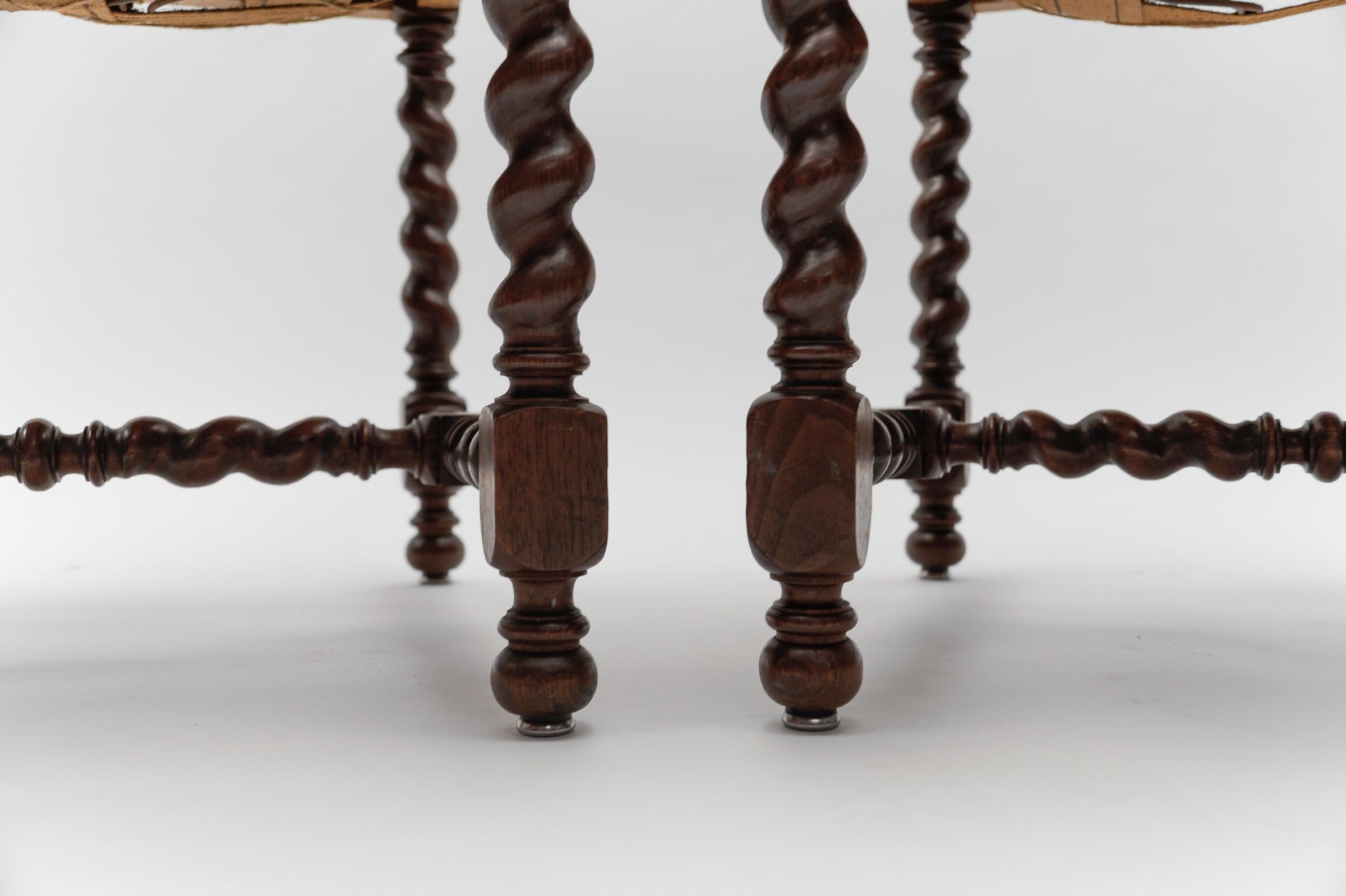 Two French Barley Wood Stools in Louis XIII Style, ca. 1870s For Sale 10