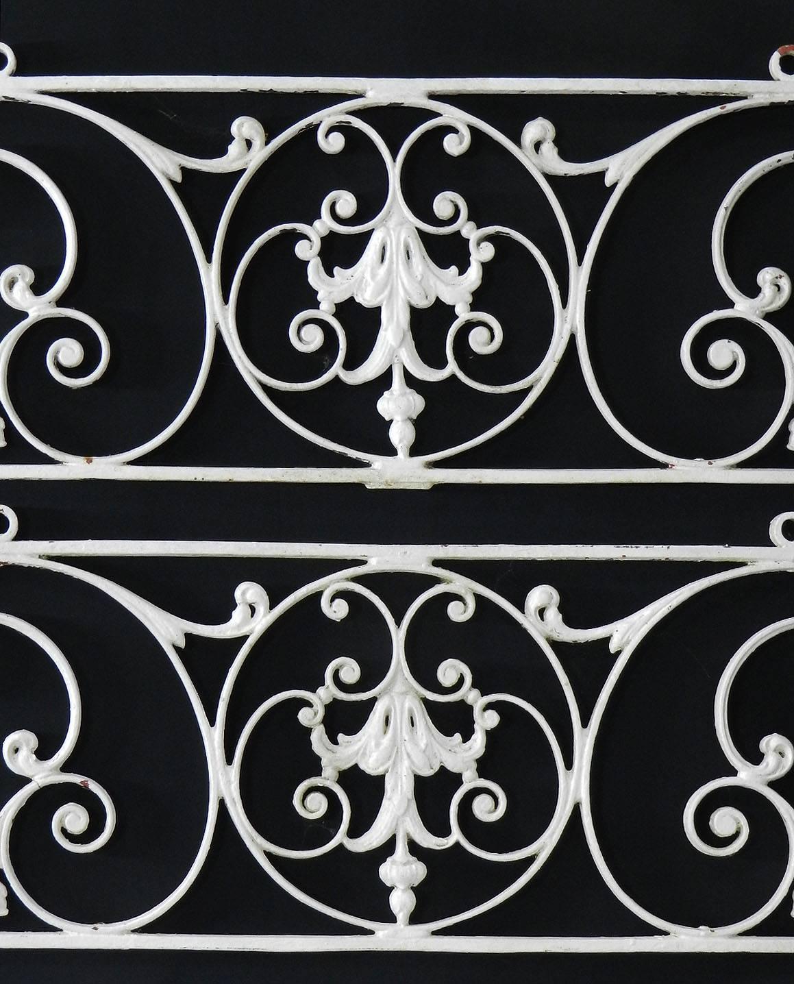 Two French wrought iron panels decorative wall hangings antique grills
heavy handcrafted antique panels
Architectural
Later painted white, easily changed to suit your interior
Good condition sound and solid with signs od age and