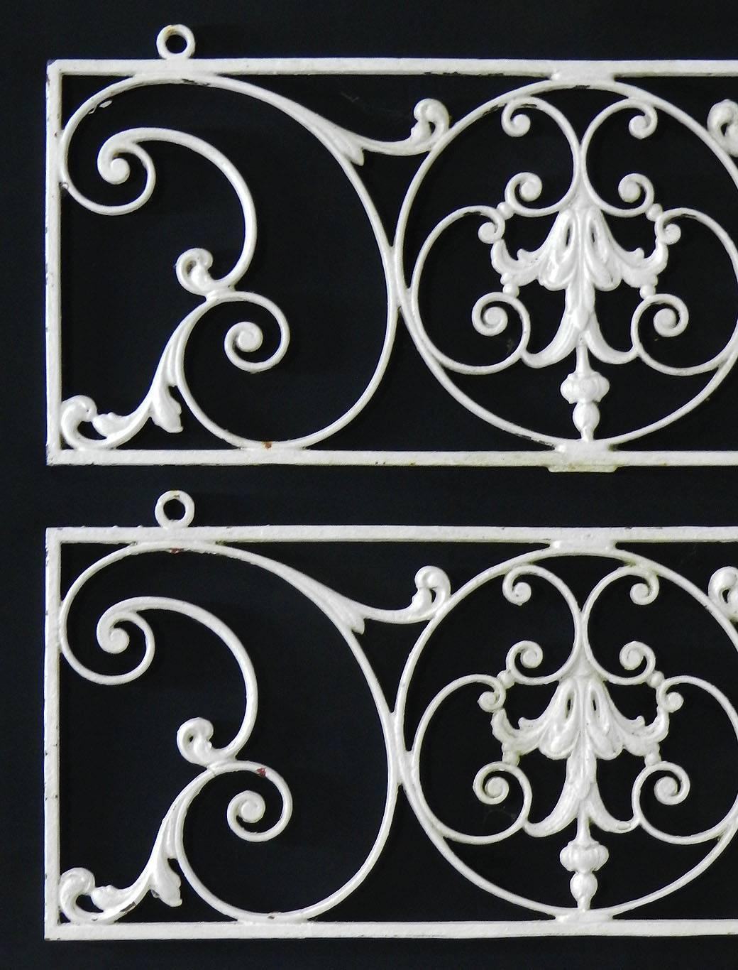 Hand-Crafted Two French Wrought Iron Panels Decorative Wall Hangings Antique Grills