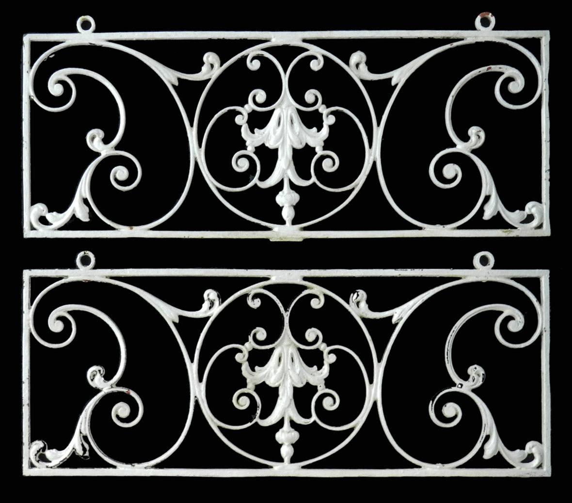 19th Century Two French Wrought Iron Panels Decorative Wall Hangings Antique Grills