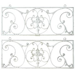 Two French Wrought Iron Panels Decorative Wall Hangings Antique Grills