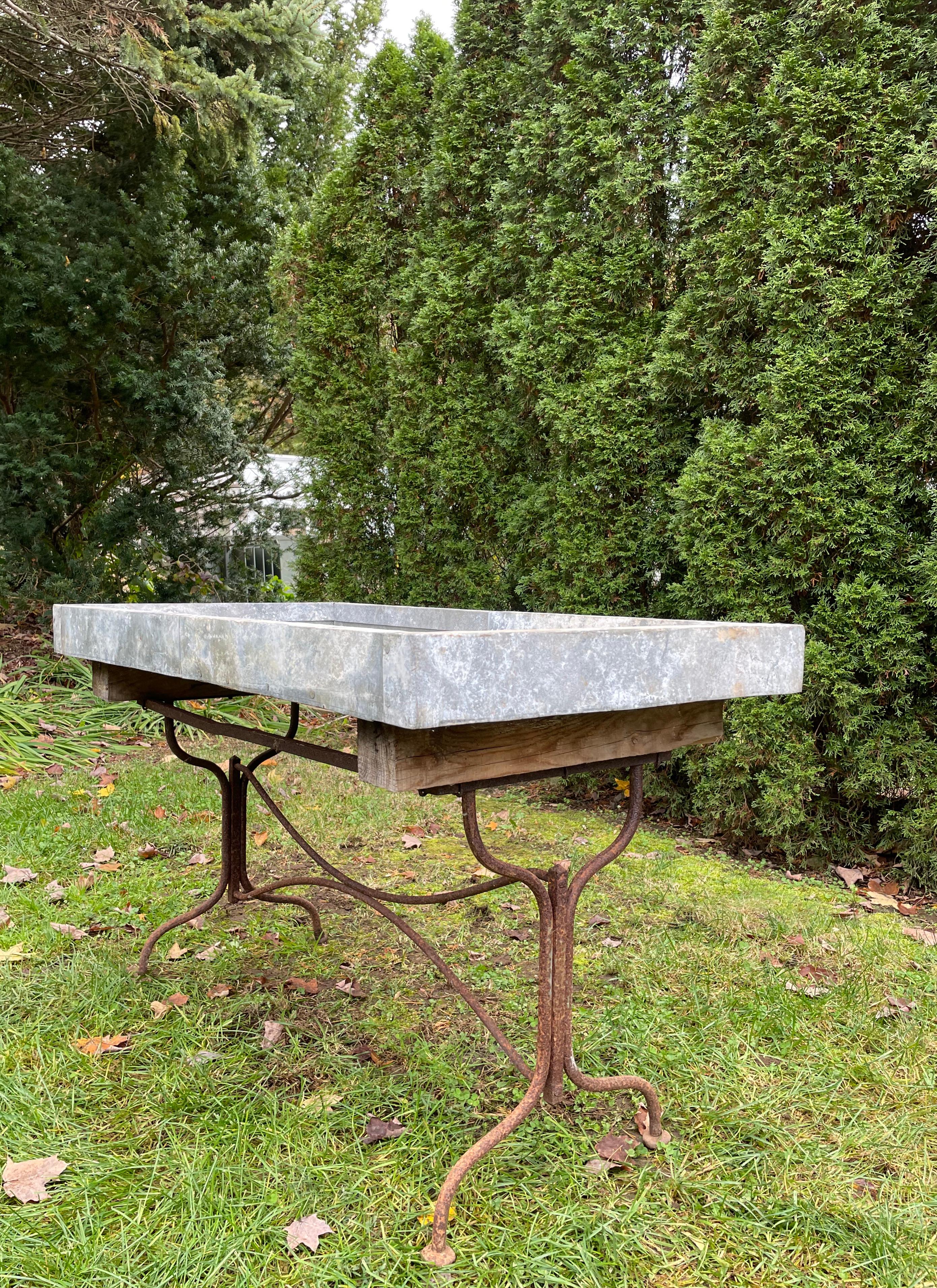 French Zinc and Iron Potting Table, CA 1900 5
