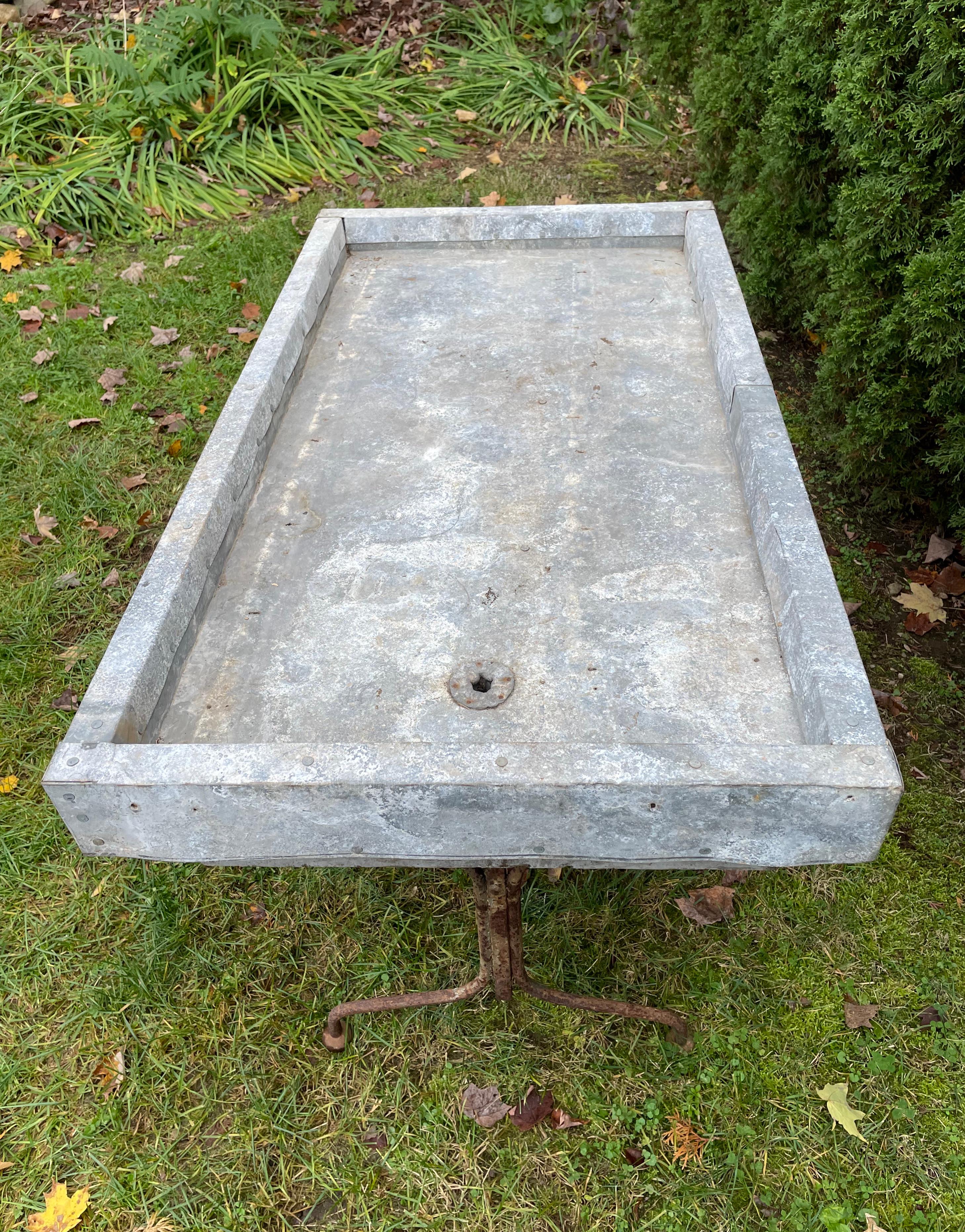 20th Century French Zinc and Iron Potting Table, CA 1900