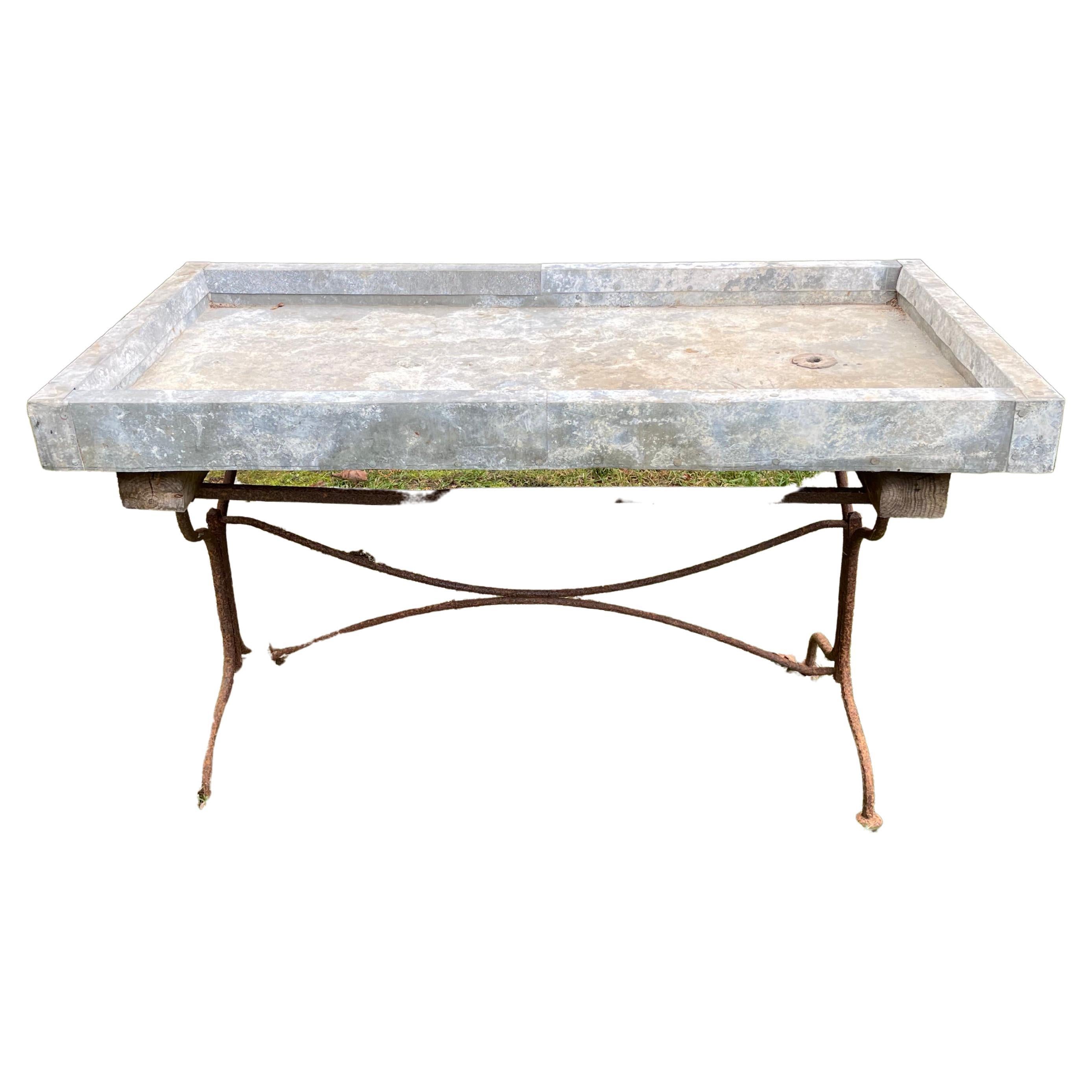 Two French Zinc and Iron Potting Tables, CA 1900