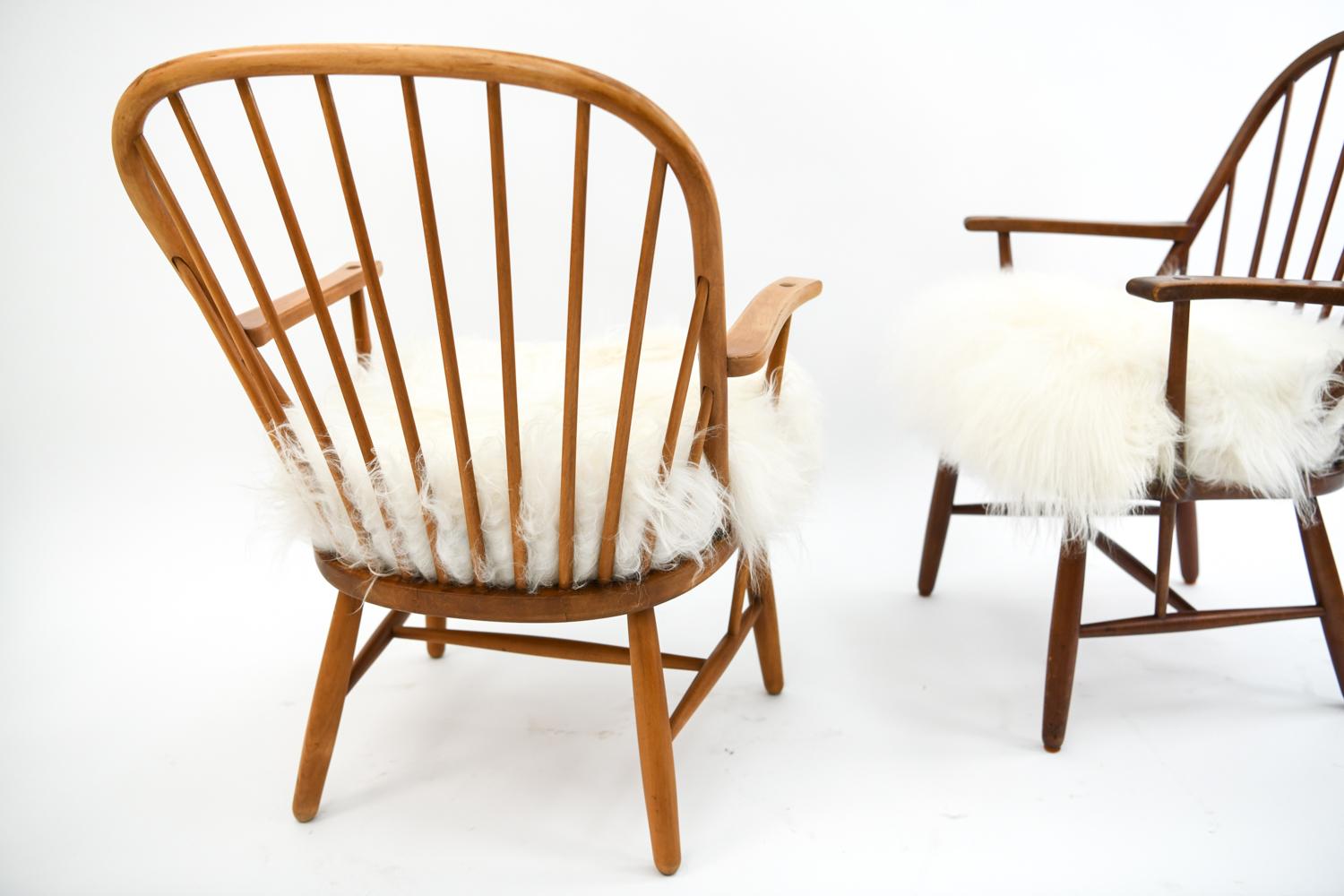 Mid-Century Modern Two Fritz Hansen Easy Chairs Attributed to Palle Suenson & Gustav Adolf Schneck