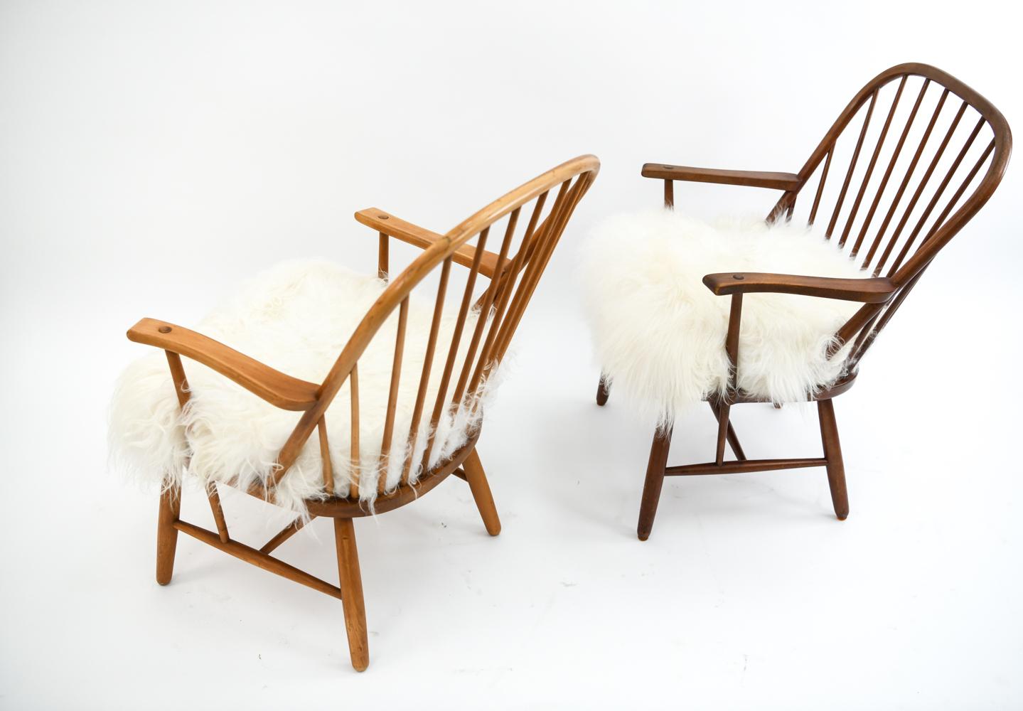 Danish Two Fritz Hansen Easy Chairs Attributed to Palle Suenson & Gustav Adolf Schneck