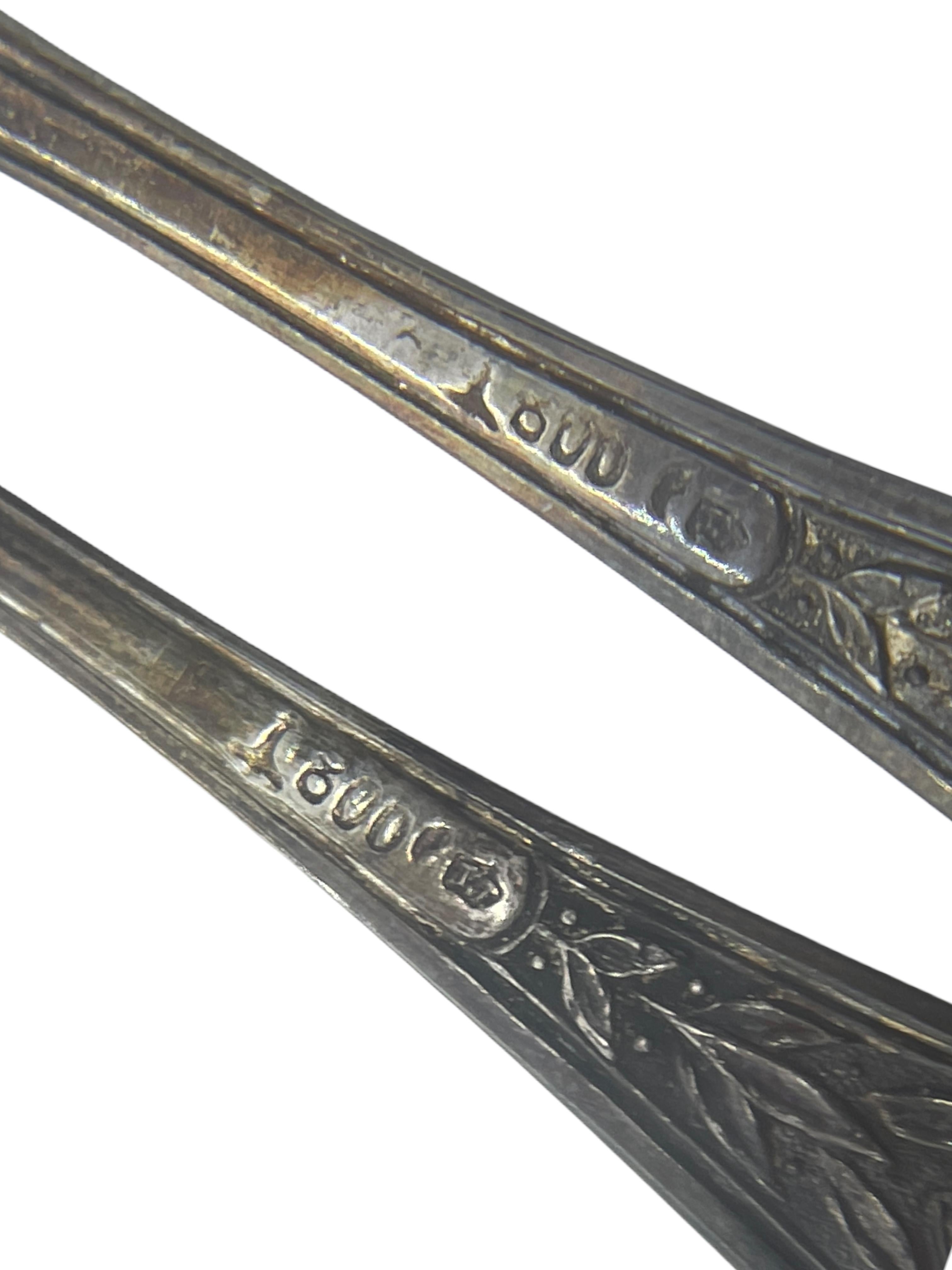 Two Fruit Forks and Sugar Tongs in Case, Antique Germany, c. 1900 Silver 800 For Sale 1