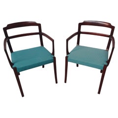 1960s Two Fully Restored Customizable Danish Ole Wanscher Mahogany Arm Chairs