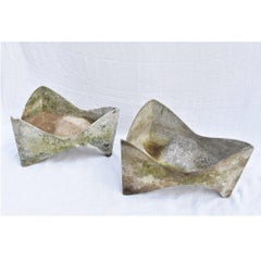 Two Garden Pots, Concrete Planters, "Tooth" by Willy Guhl, 1950s, XX Century