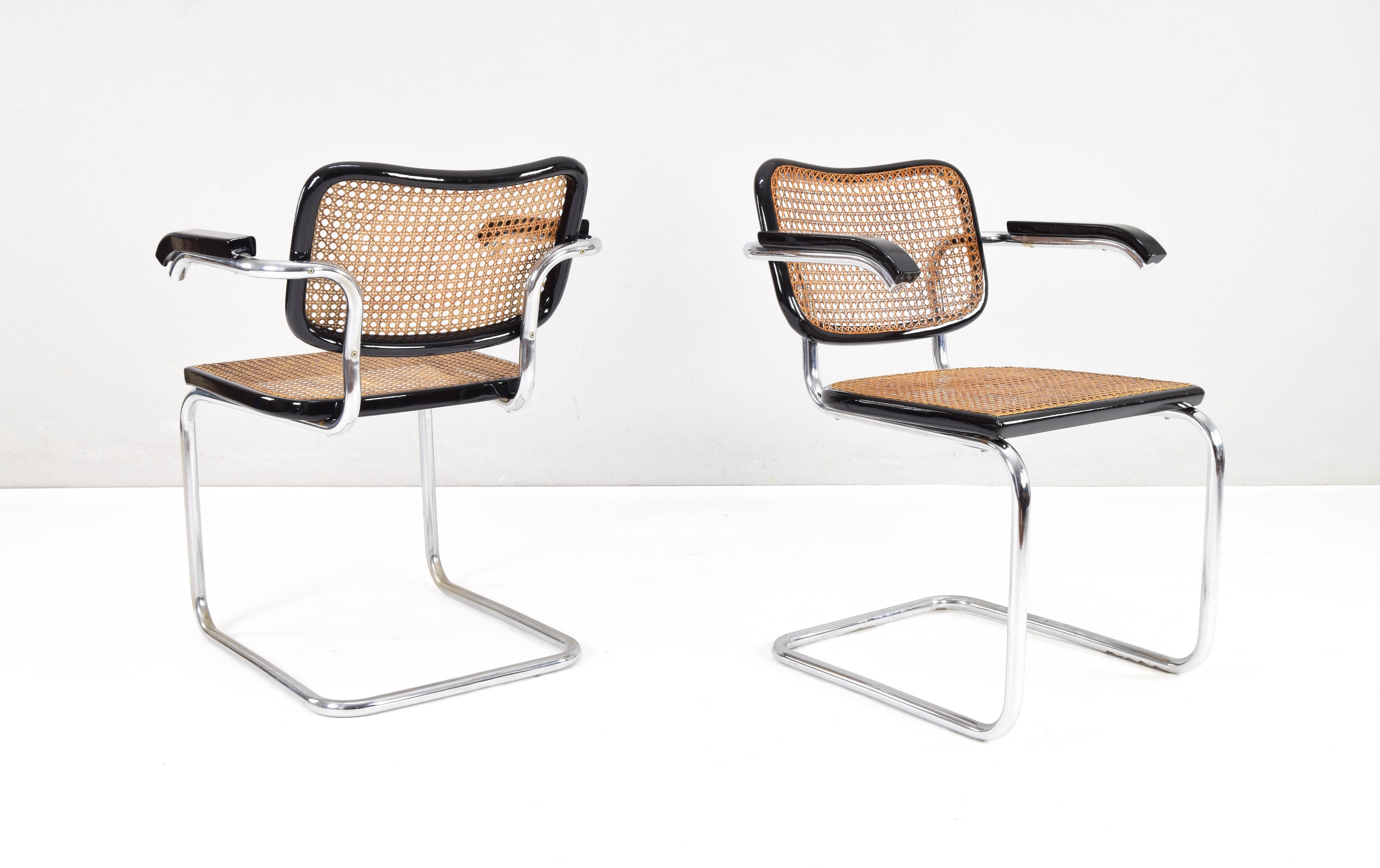 20th Century Two Gavina Mid-Century Modern Marcel Breuer B64 Cesca Armchairs, 60s