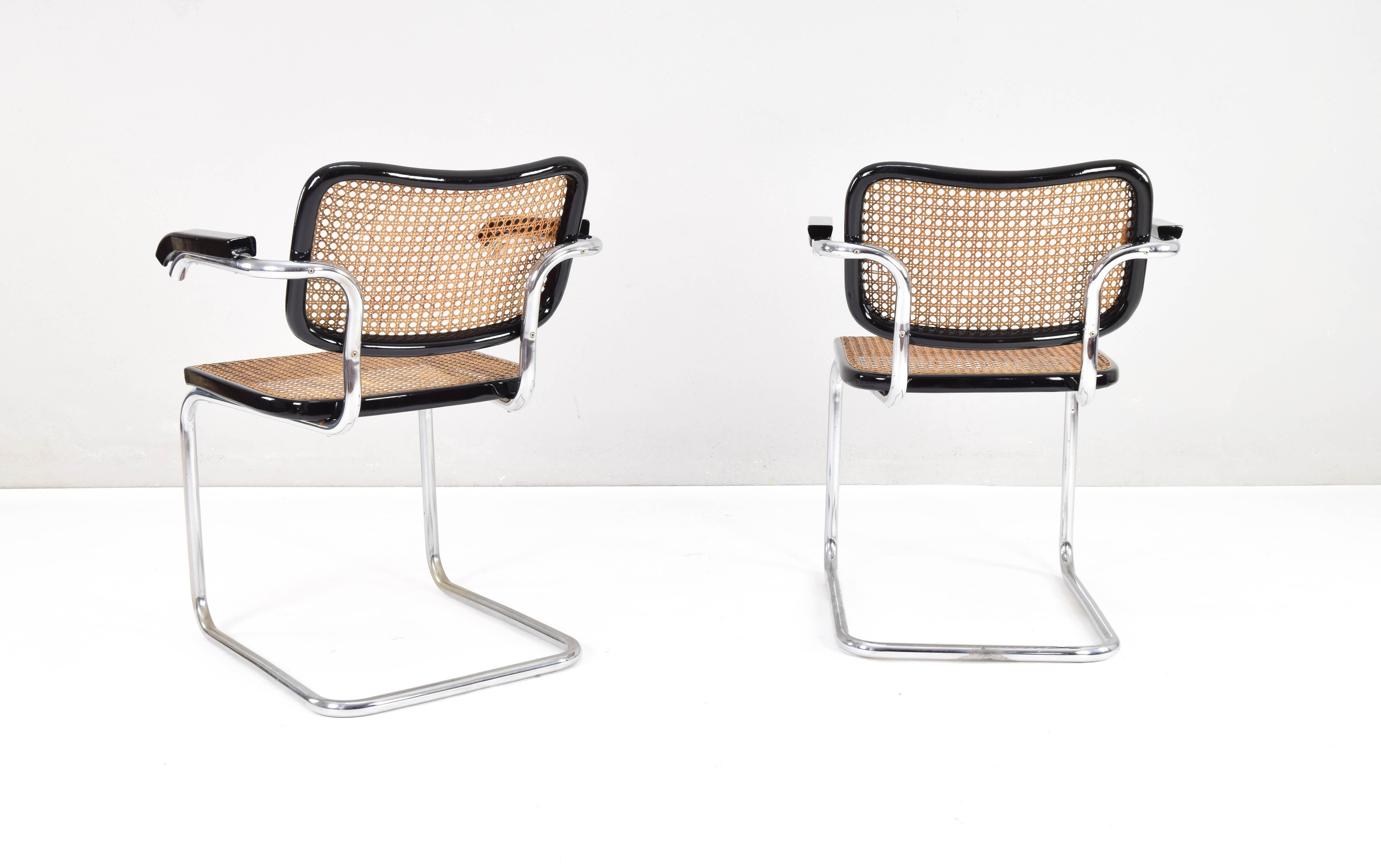 Steel Two Gavina Mid-Century Modern Marcel Breuer B64 Cesca Armchairs, 60s