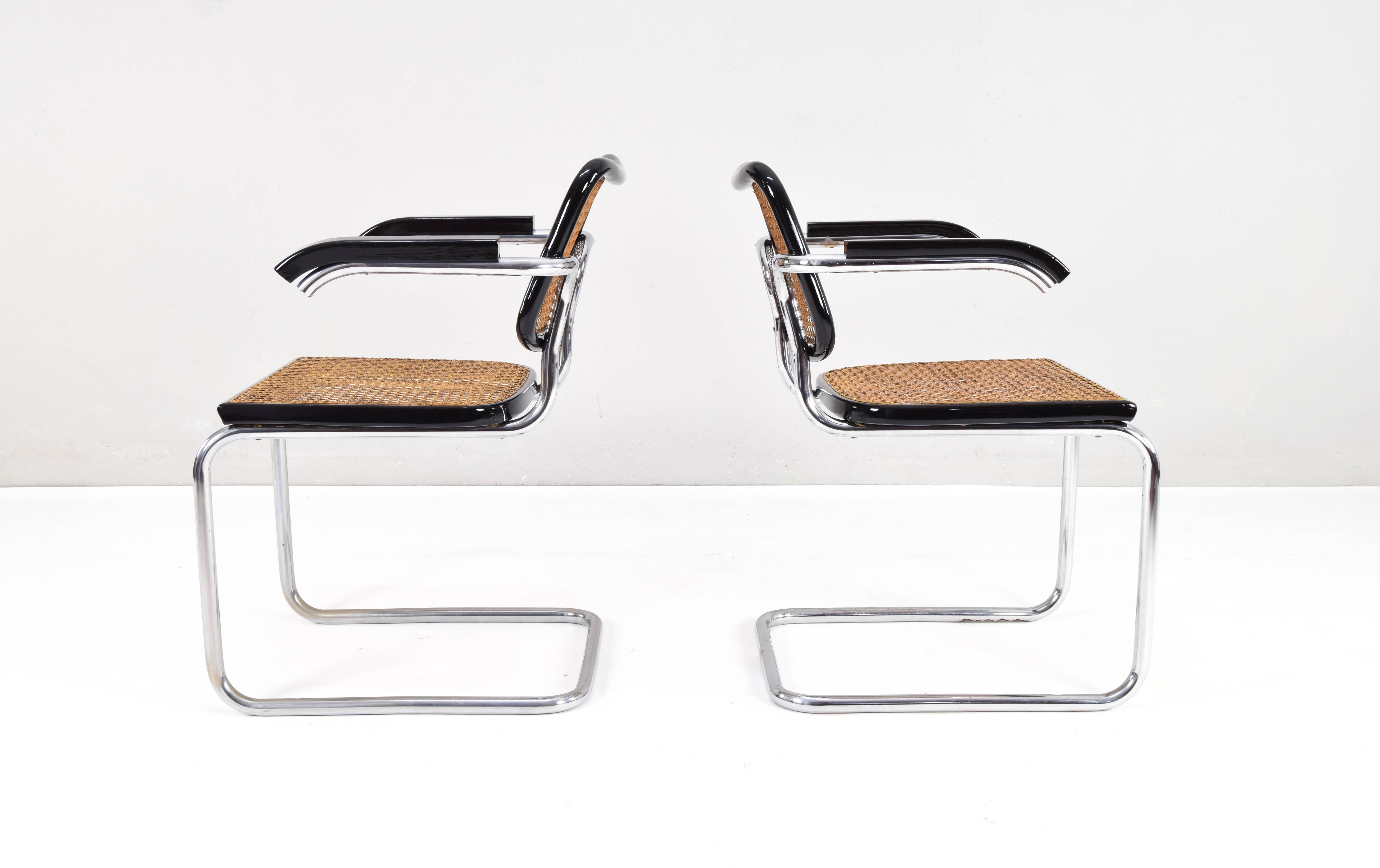 Two Gavina Mid-Century Modern Marcel Breuer B64 Cesca Armchairs, 60s 1