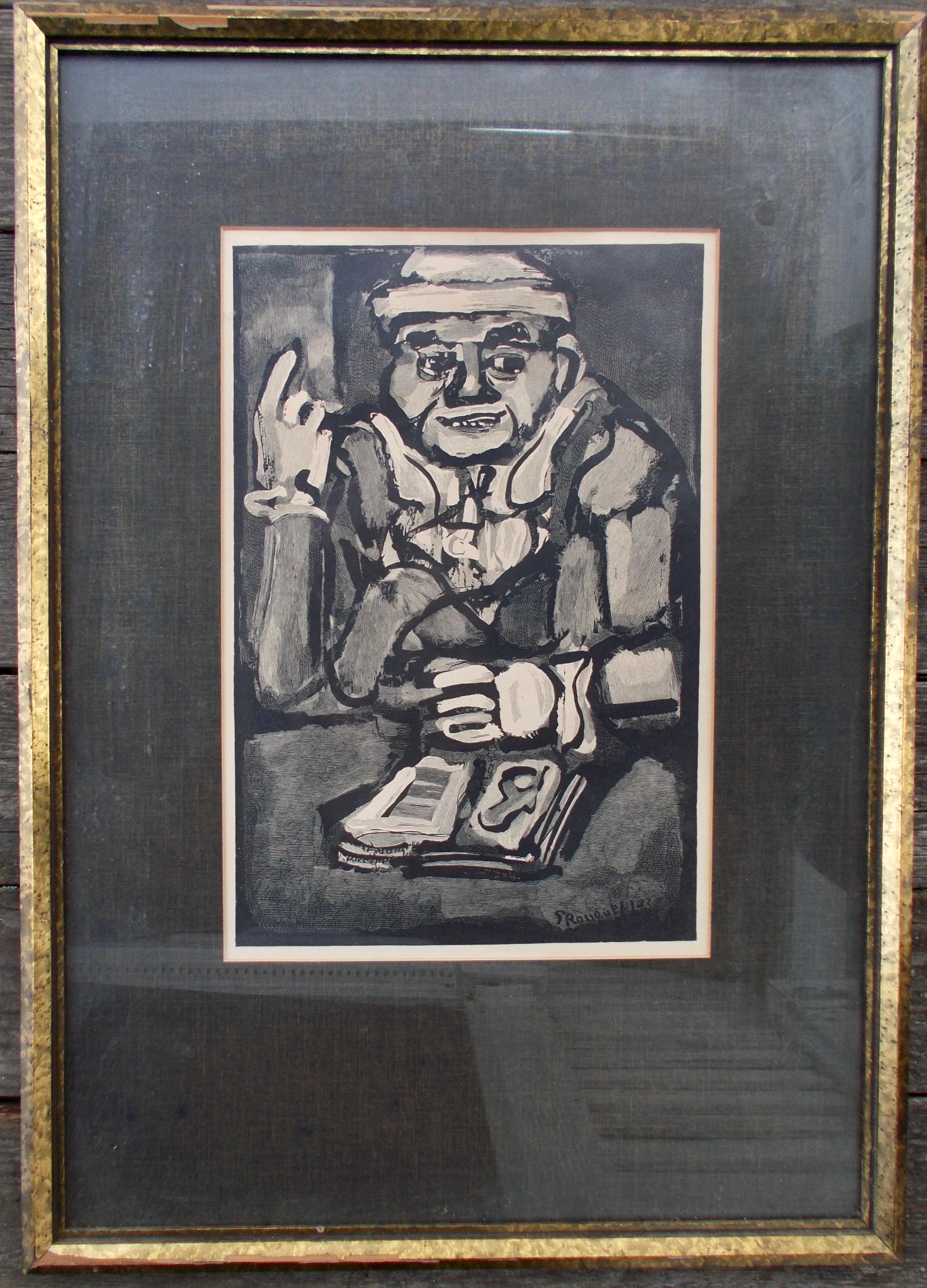 A pair of Rouault wood engravings, signed/dated in the matrix. Plate size: 11.75 x 7.75. Framed: 21 x 15.