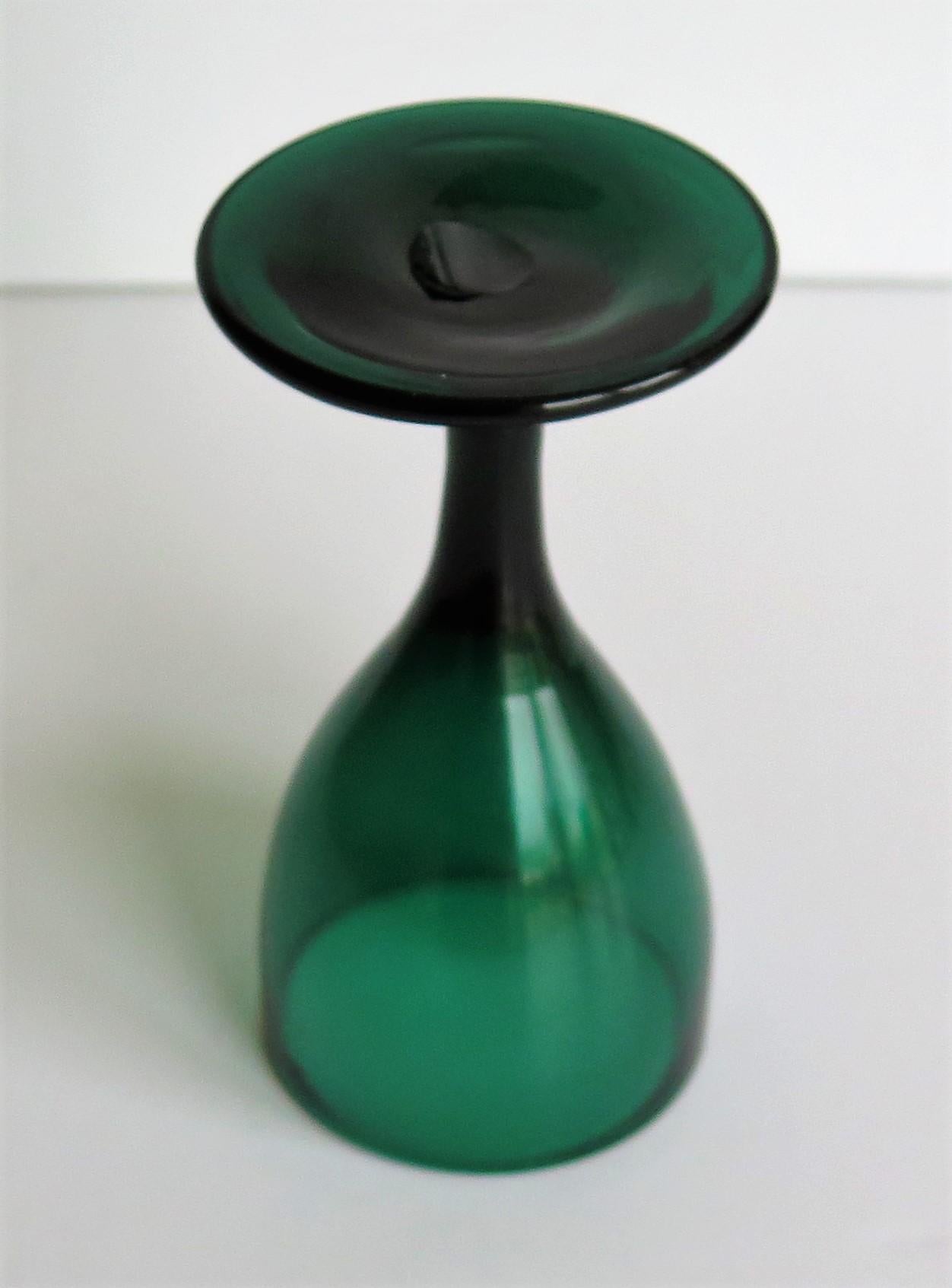 Two Georgian Hand Blown Wine Glasses Bristol Green With Tulip Bowl Circa 1790 For Sale At 1stdibs