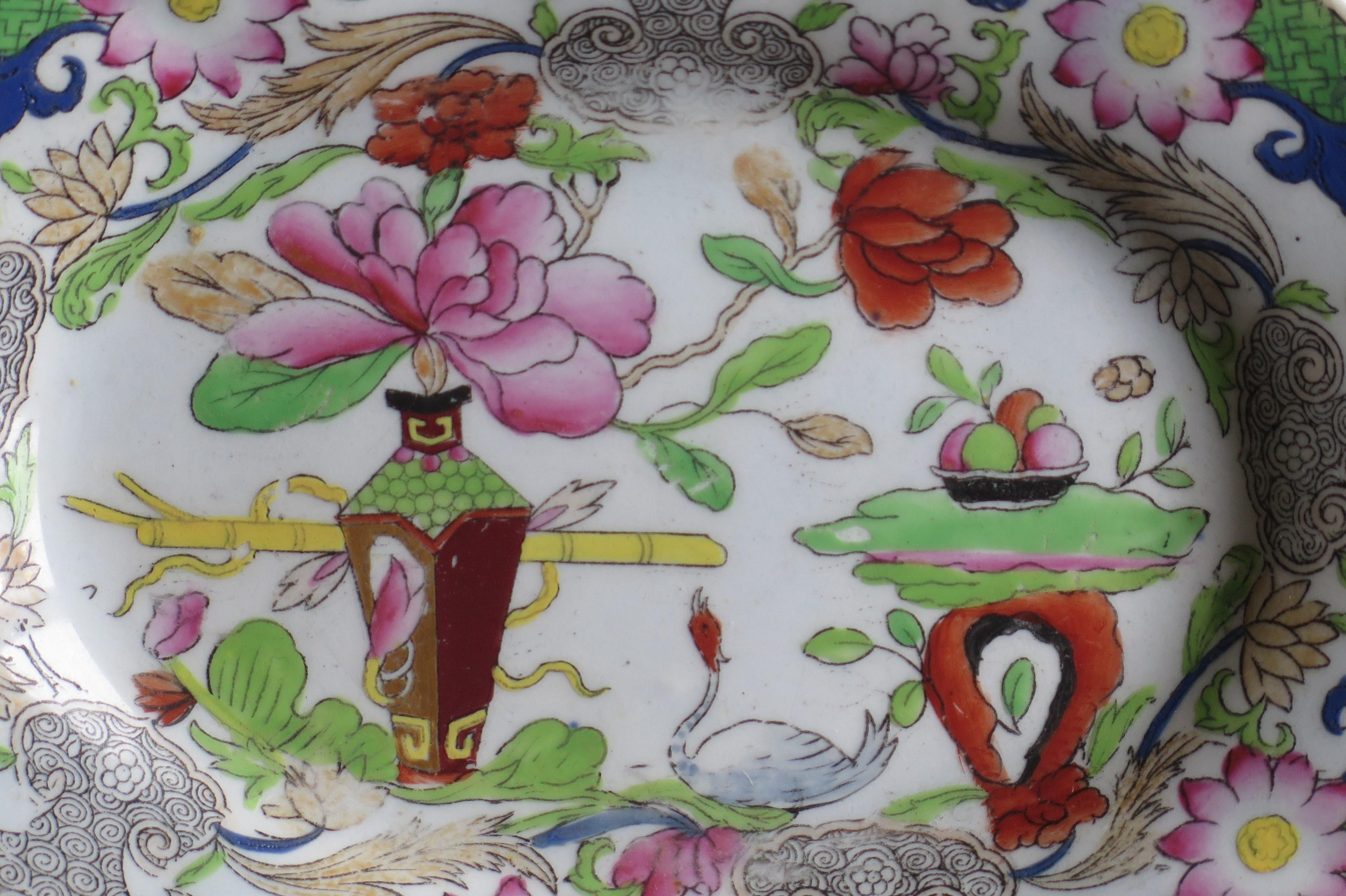 Two Georgian Mason's Ironstone Oval Dishes Table & Flower Pot Pattern, Ca 1818 4