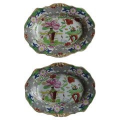 Two Georgian Mason's Ironstone Oval Dishes Table & Flower Pot Pattern, Ca 1818