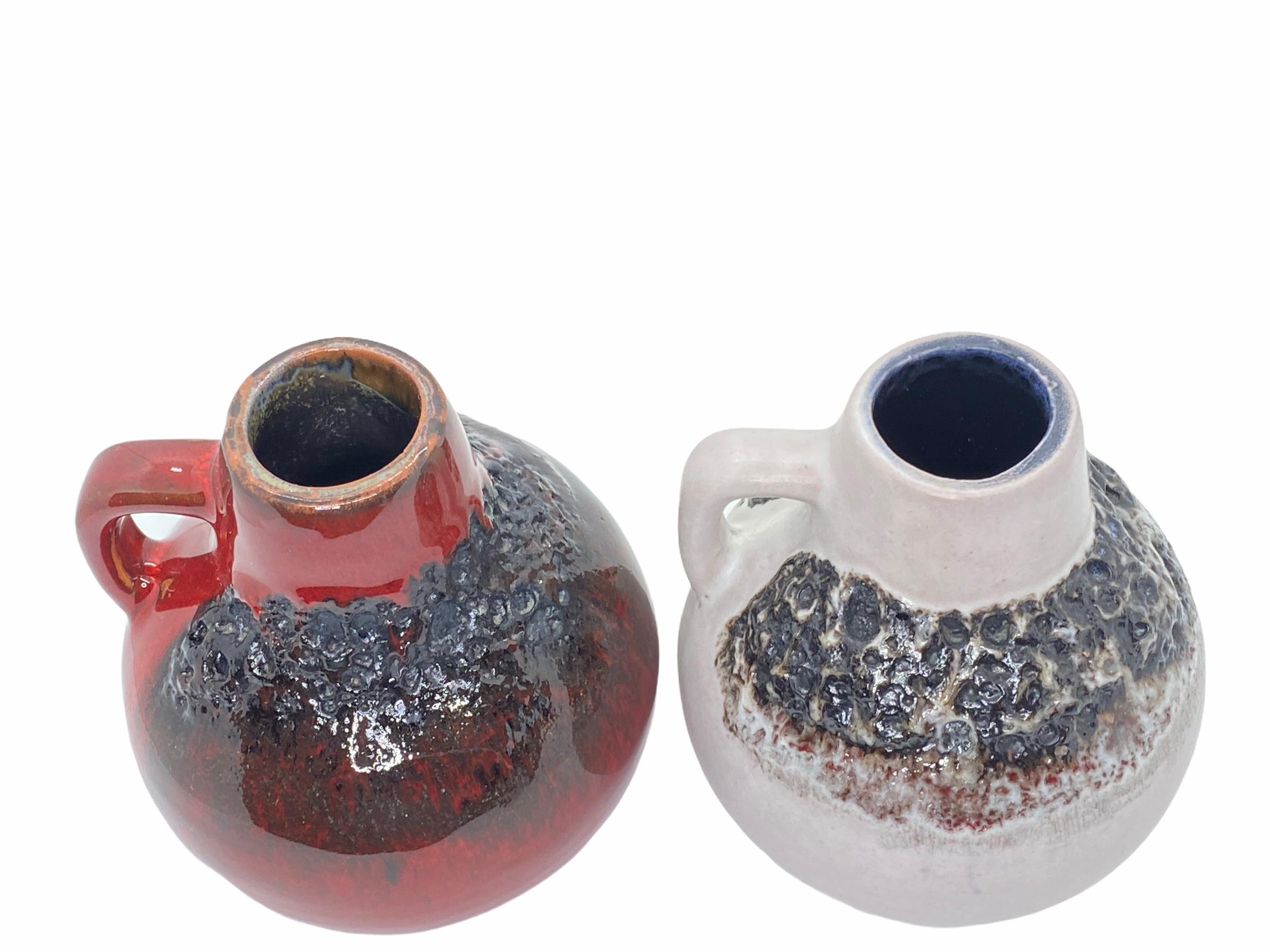 Fin du 20e siècle Deux vases en lave grasse en poterie allemande moderne du milieu du siècle dernier de Kreutz, Allemagne, 1970 en vente