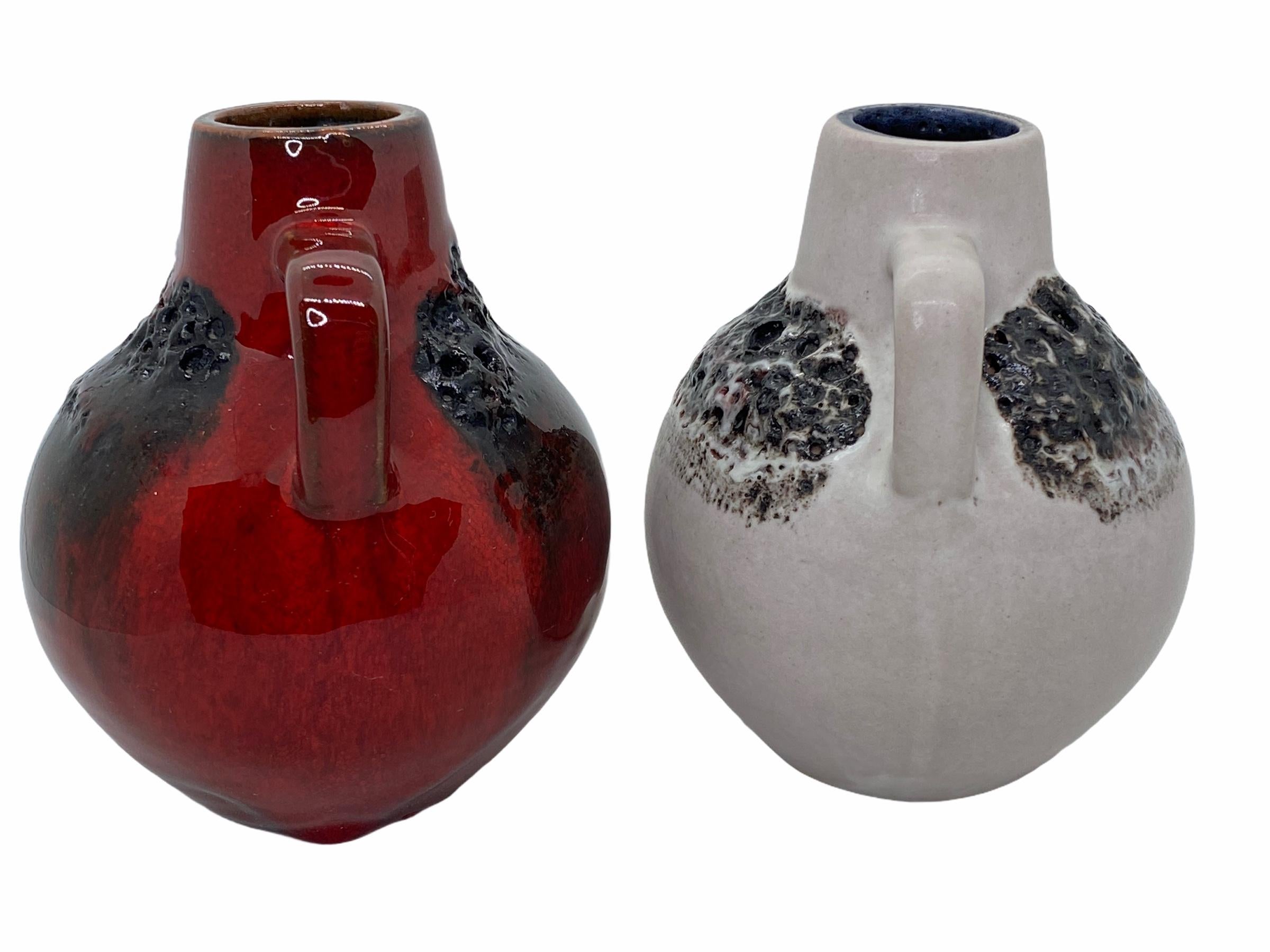 Deux vases en lave grasse en poterie allemande moderne du milieu du siècle dernier de Kreutz, Allemagne, 1970 en vente 1