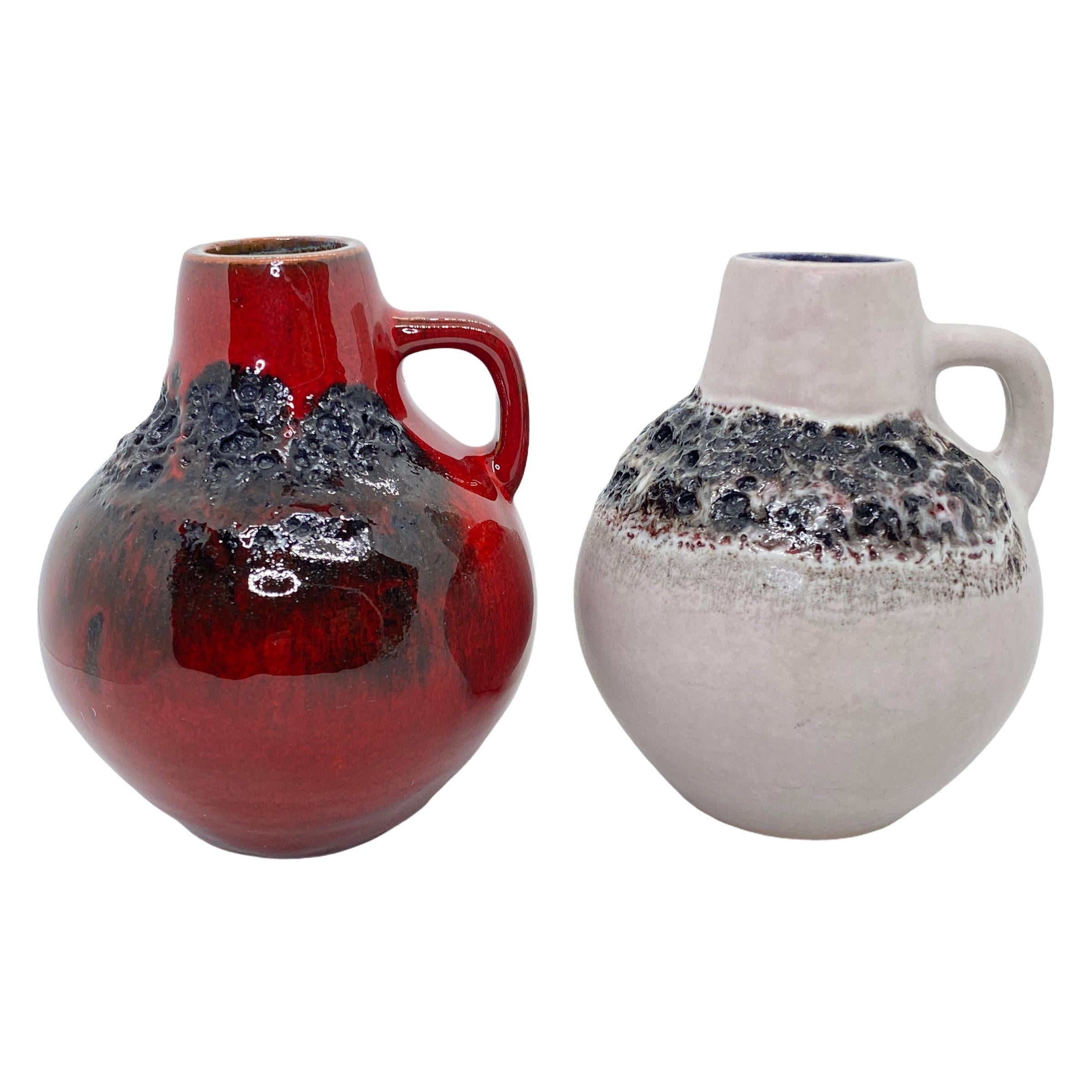 Deux vases en lave grasse en poterie allemande moderne du milieu du siècle dernier de Kreutz, Allemagne, 1970