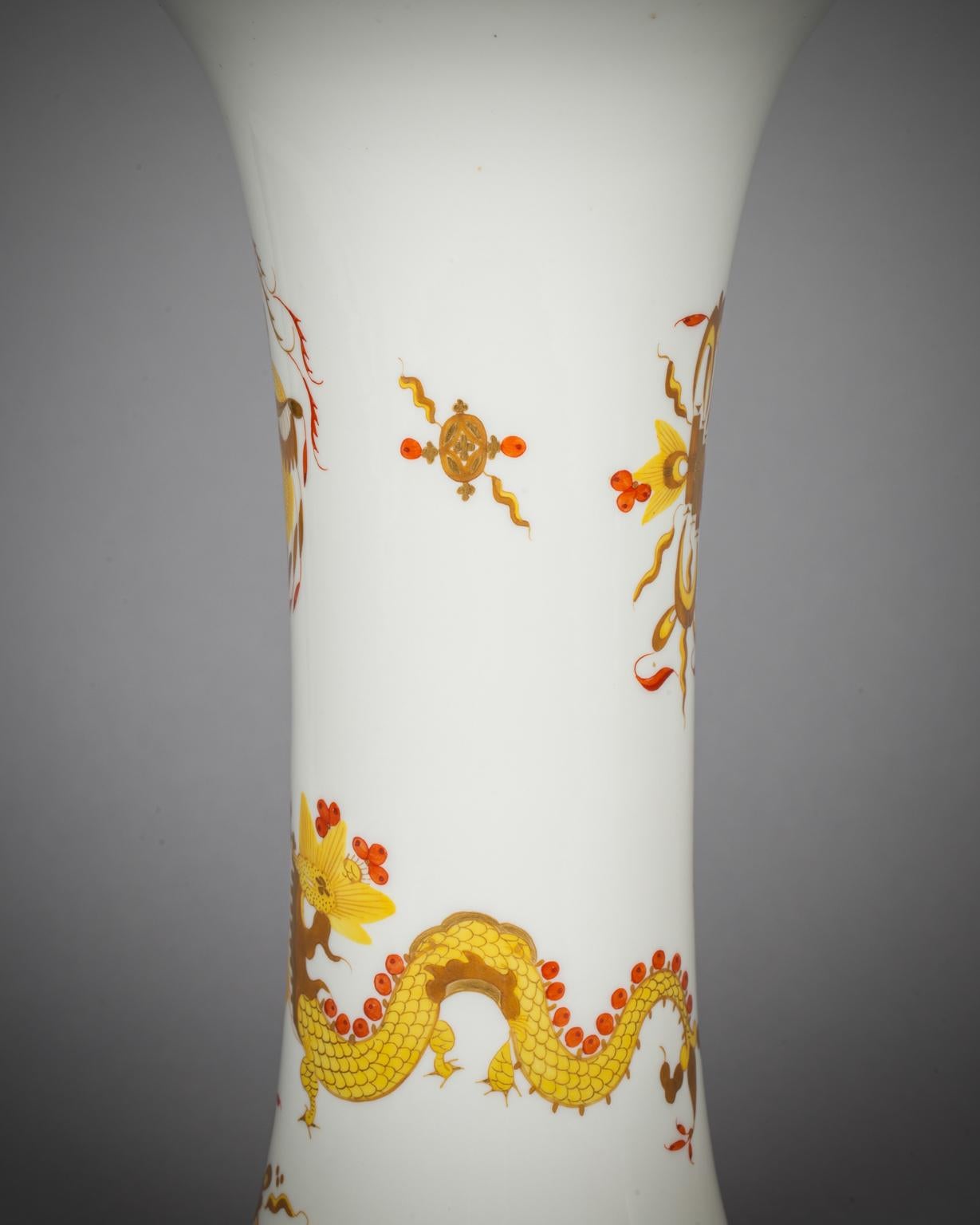 20th Century Two German Porcelain Cylindrical Vases, Meissen, 20th century For Sale