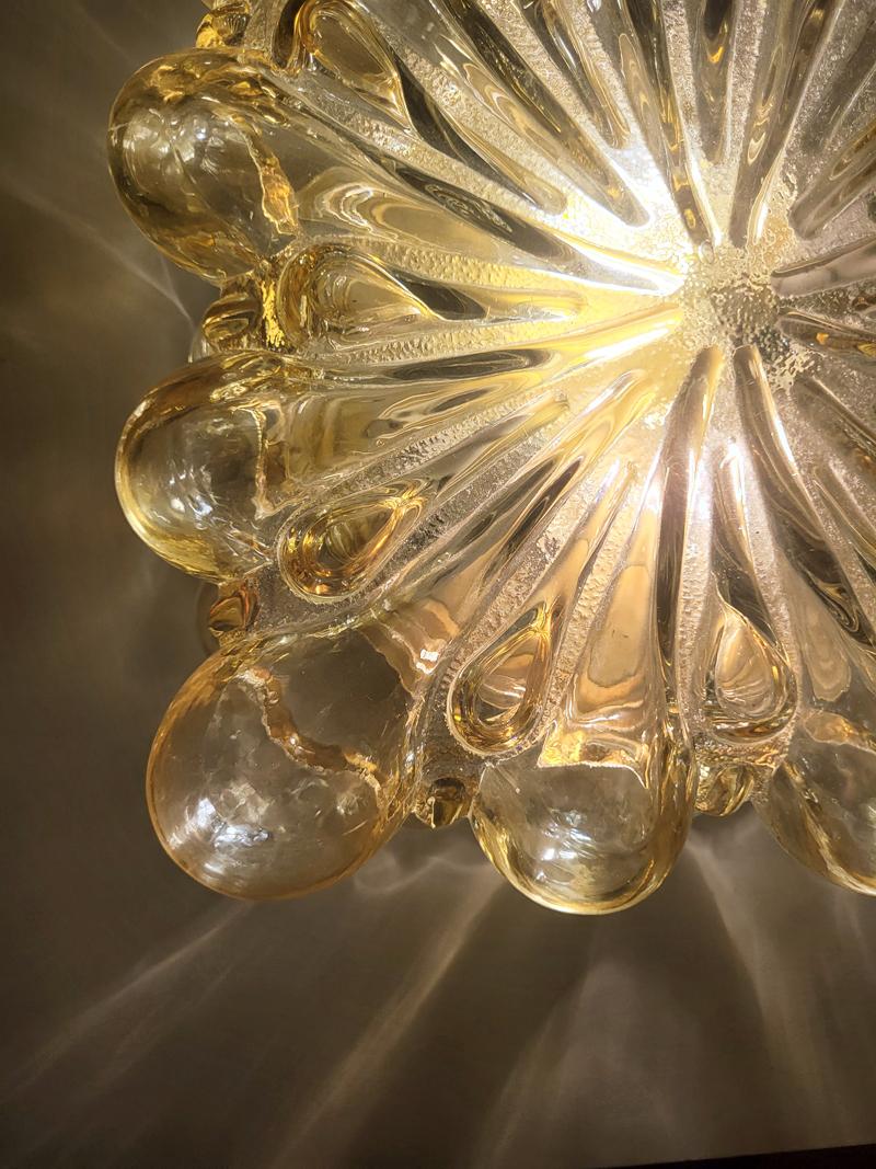 One of Two German Vintage Amber Glass Ceiling or Wall Lights Flushmounts, 1960s For Sale 1