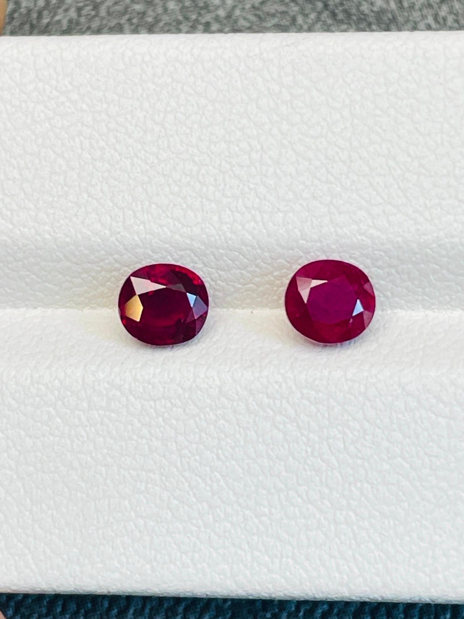 Two GIA certificate Pair 1.78ct Unheated Ruby burma pigeon blood color  2