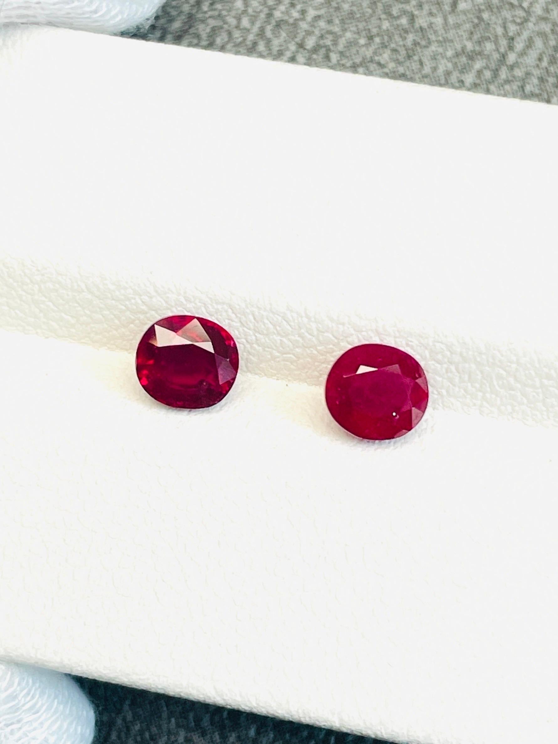 Oval Cut Two GIA certificate Pair 1.78ct Unheated Ruby burma pigeon blood color 