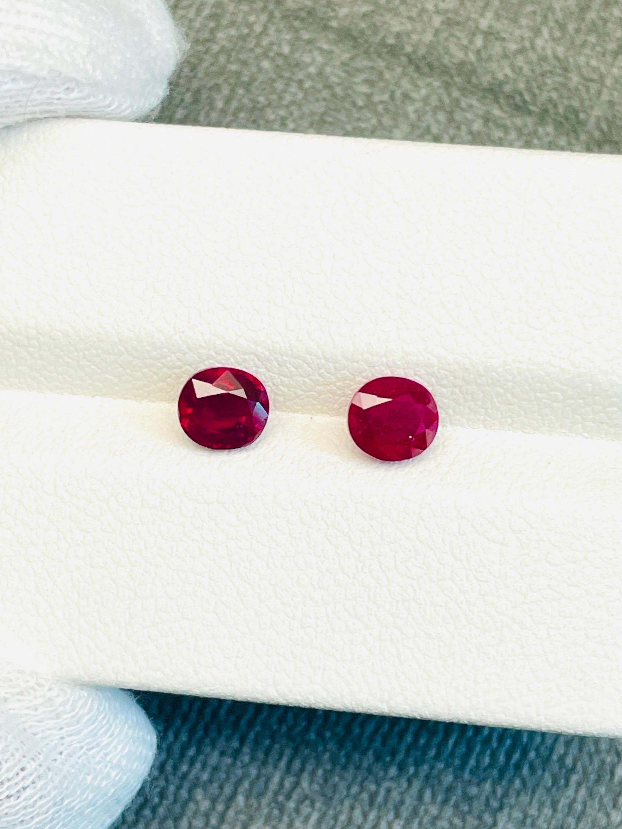 Two GIA certificate Pair 1.78ct Unheated Ruby burma pigeon blood color  In New Condition In bangkok, TH