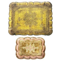 Two gilded wooden trays, India, 20th century