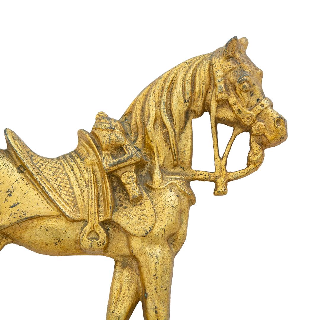 Other Two Gilt Bronze Appliqués Depicting Standing Horse Figures, 19th Century For Sale