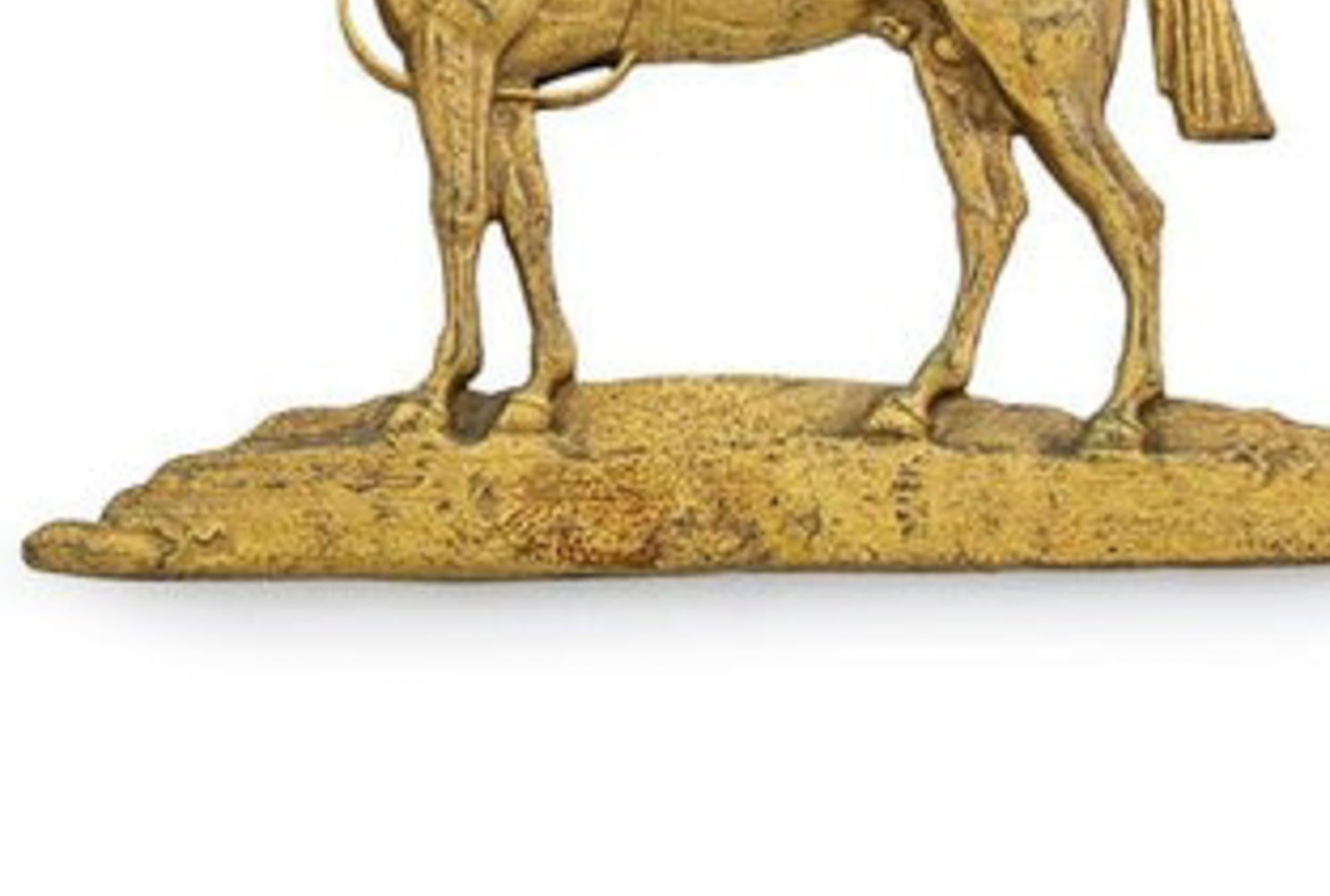 French Two Gilt Bronze Appliqués Depicting Standing Horse Figures, 19th Century For Sale