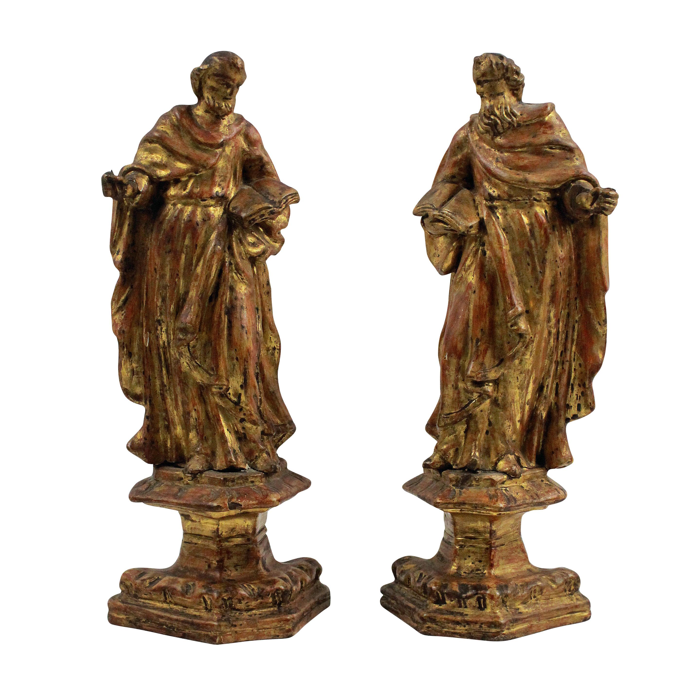 Two Giltwood Figures of Saints Peter & Paul