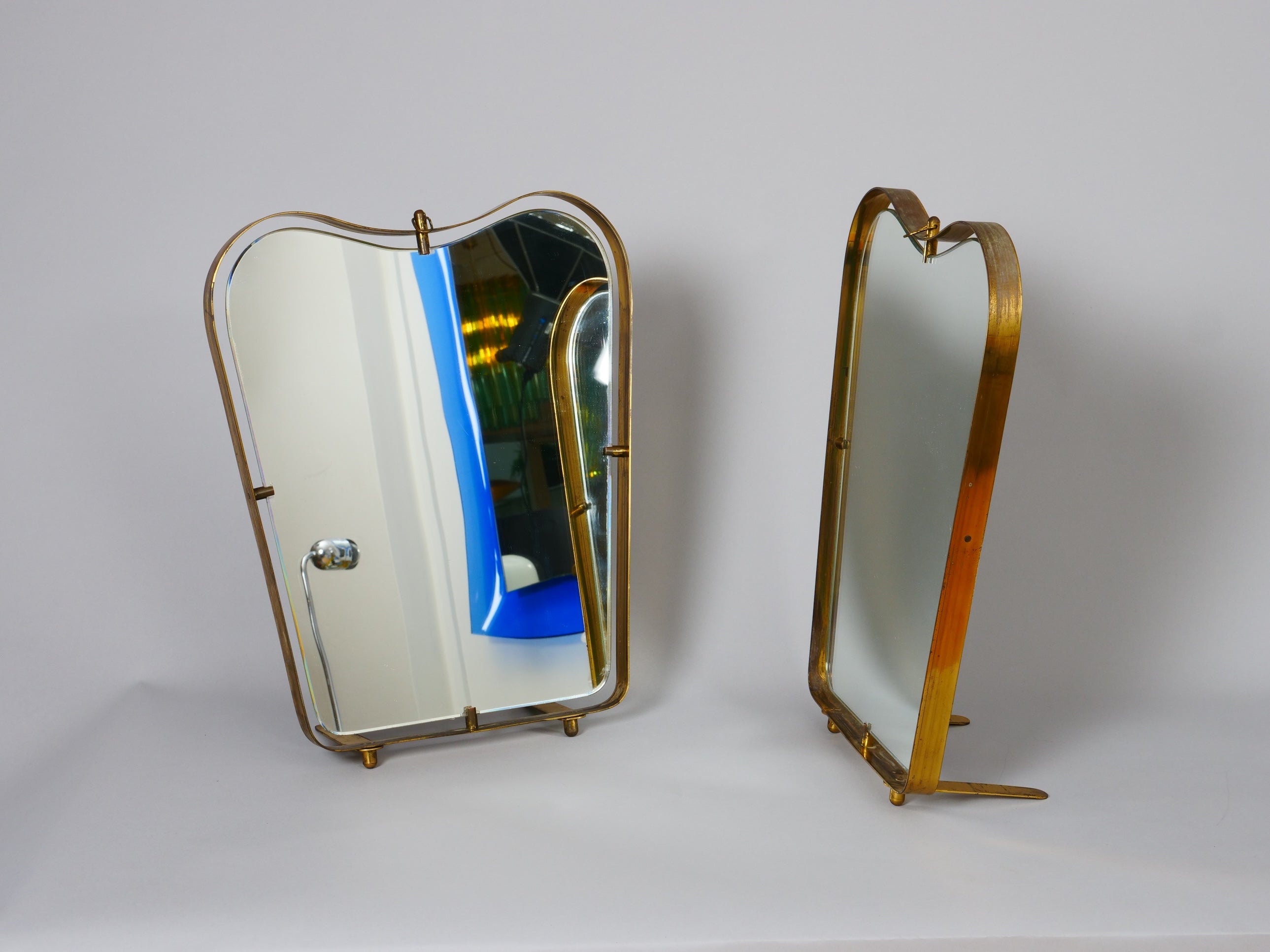 Mid-Century Modern Two Gio Ponti shape Fontana Arte table or wall mirrors Italy c1950  For Sale