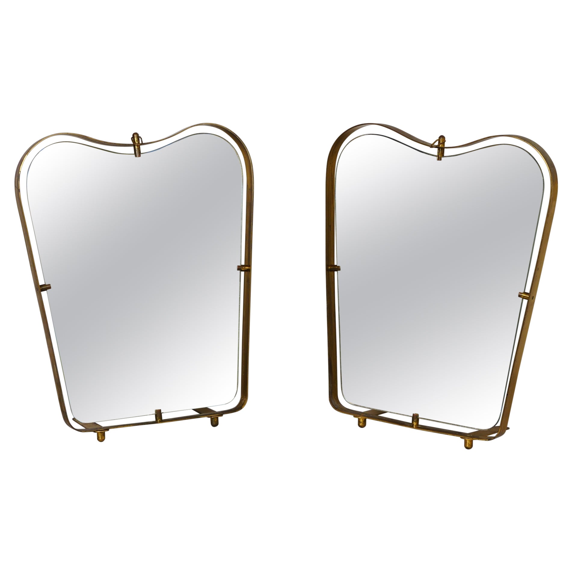 Two Gio Ponti shape Fontana Arte table or wall mirrors Italy c1950