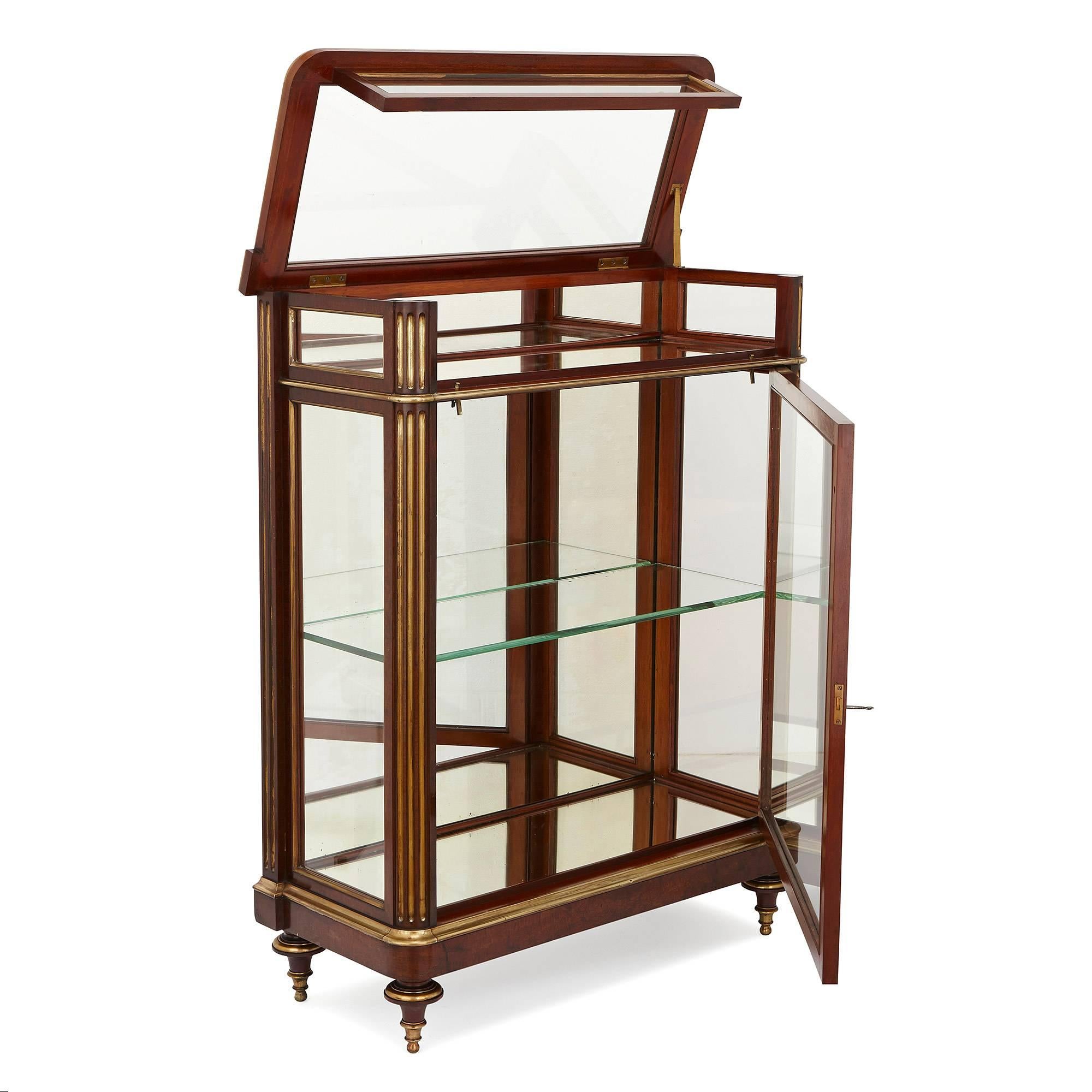 Belle Époque Two Glass and Mahogany Display Cabinets, 19th Century, France For Sale