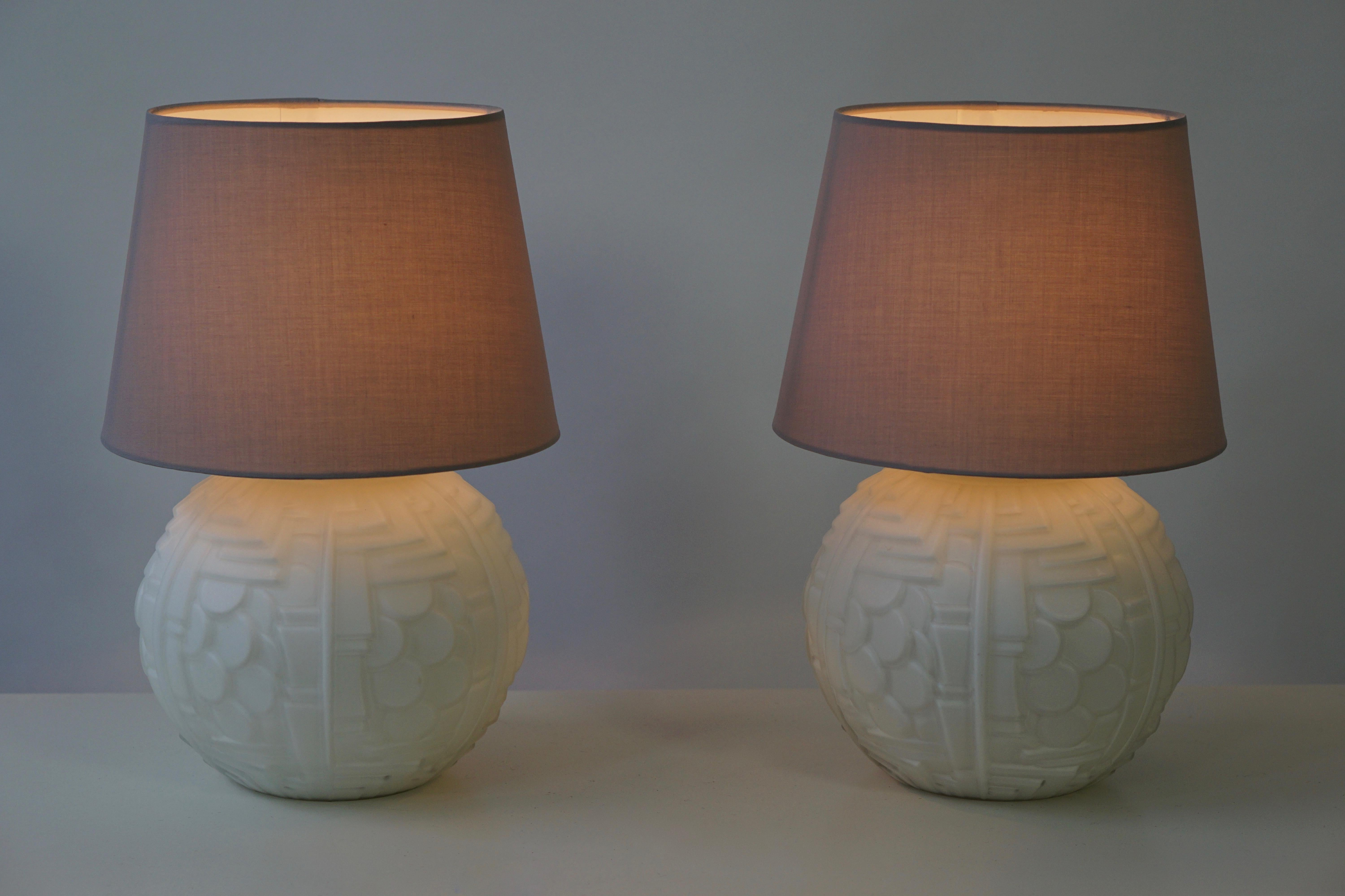 Mid-Century Modern Two Glass Table Lamps For Sale