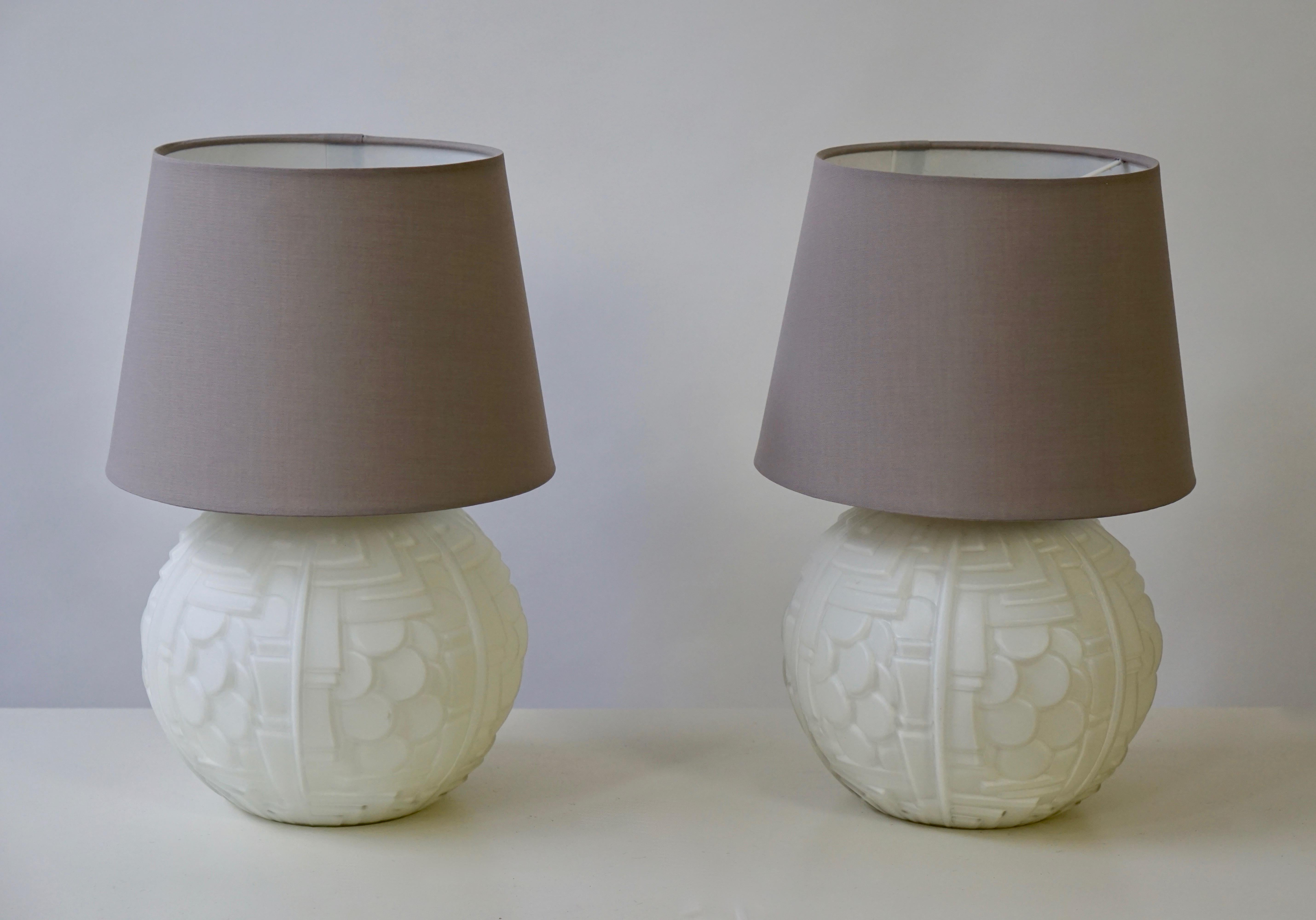 Italian Two Glass Table Lamps For Sale