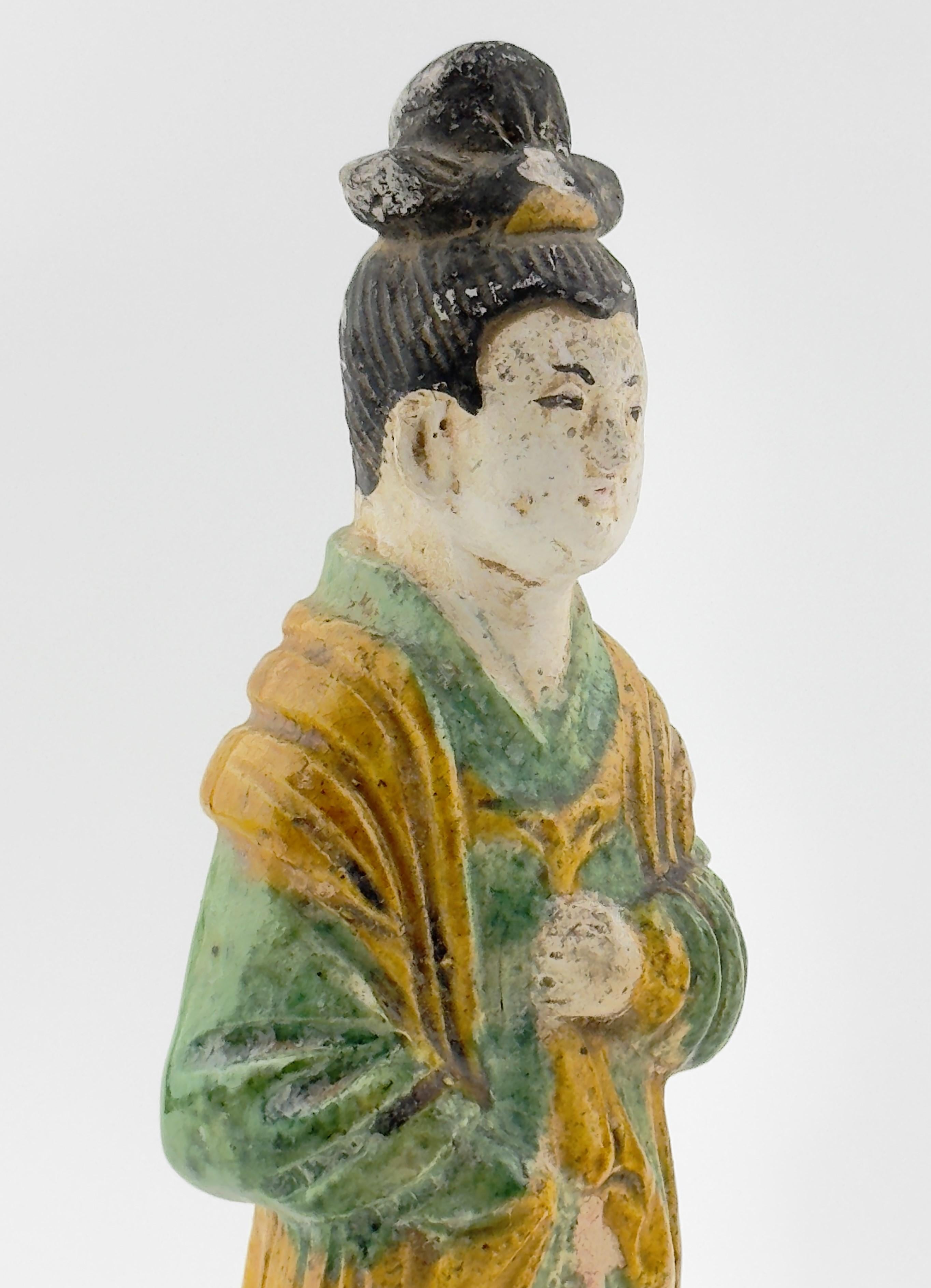 Two Glazed Court Attendants, Ming Period (1368-1644) For Sale 4