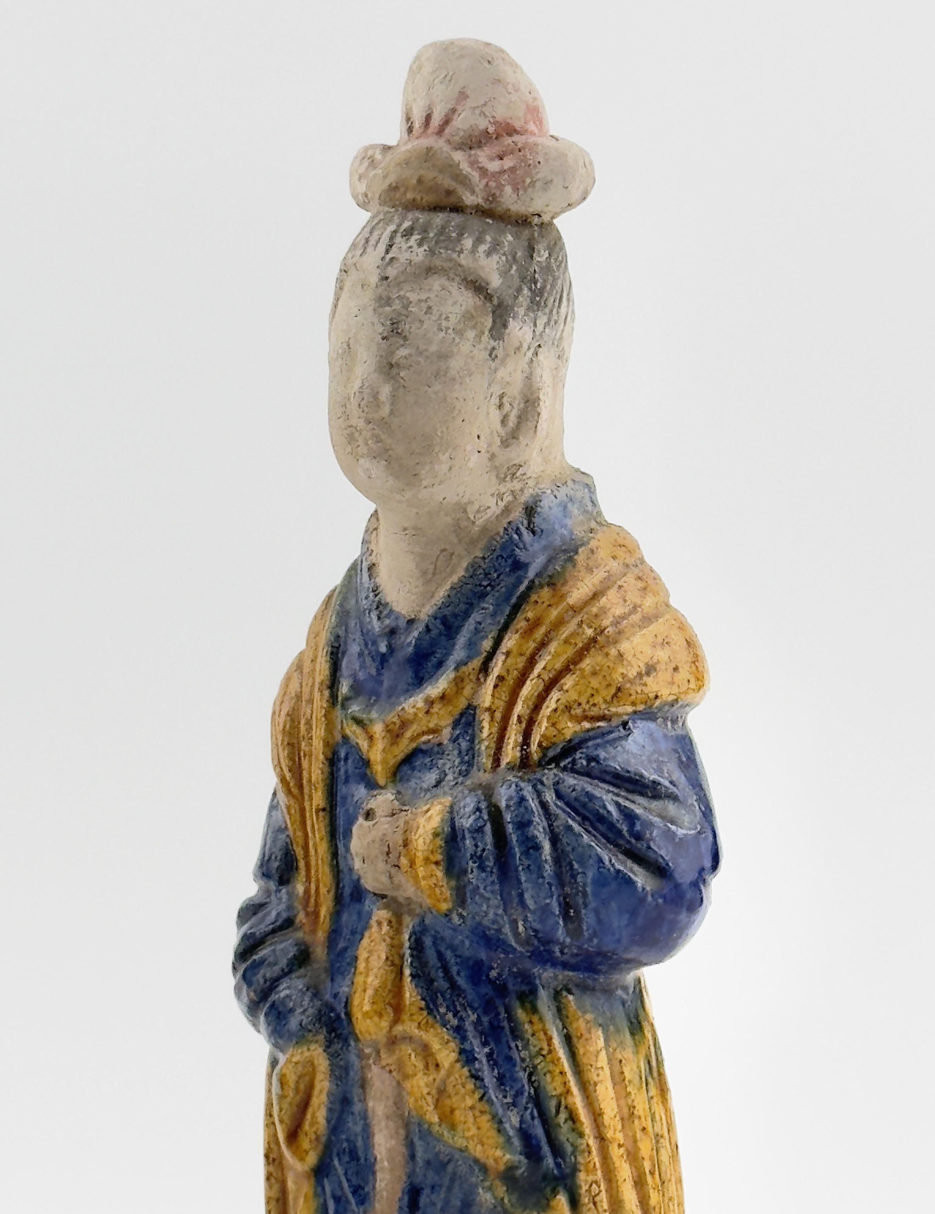Two Glazed Court Attendants, Ming Period (1368-1644) For Sale 5
