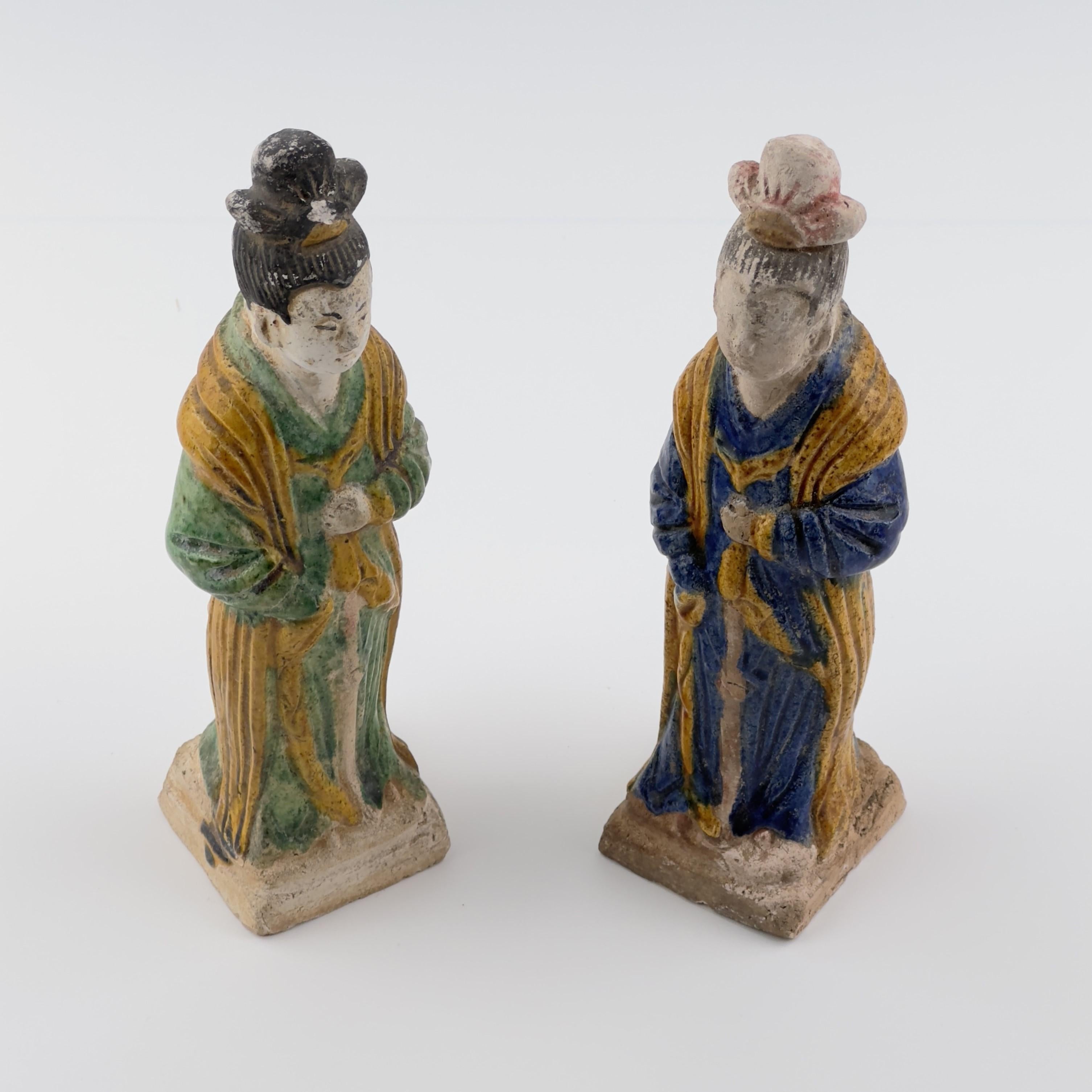 Two Glazed Court Attendants, Ming Period (1368-1644) For Sale 6
