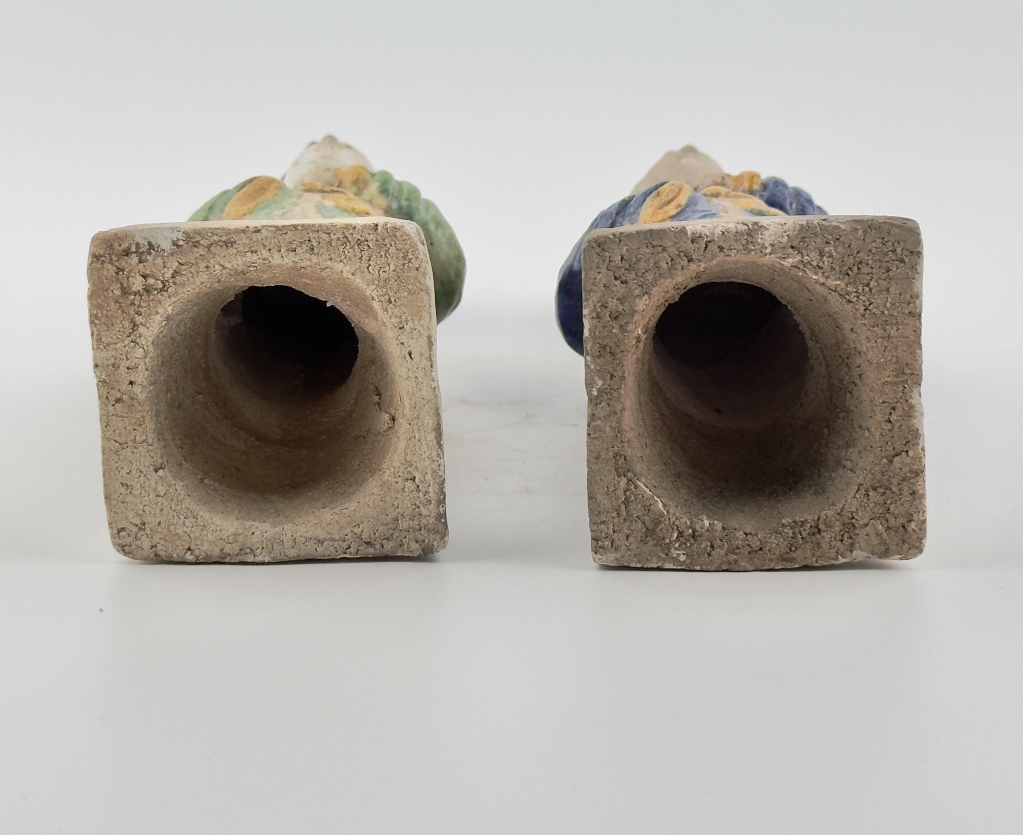 Two Glazed Court Attendants, Ming Period (1368-1644) For Sale 8