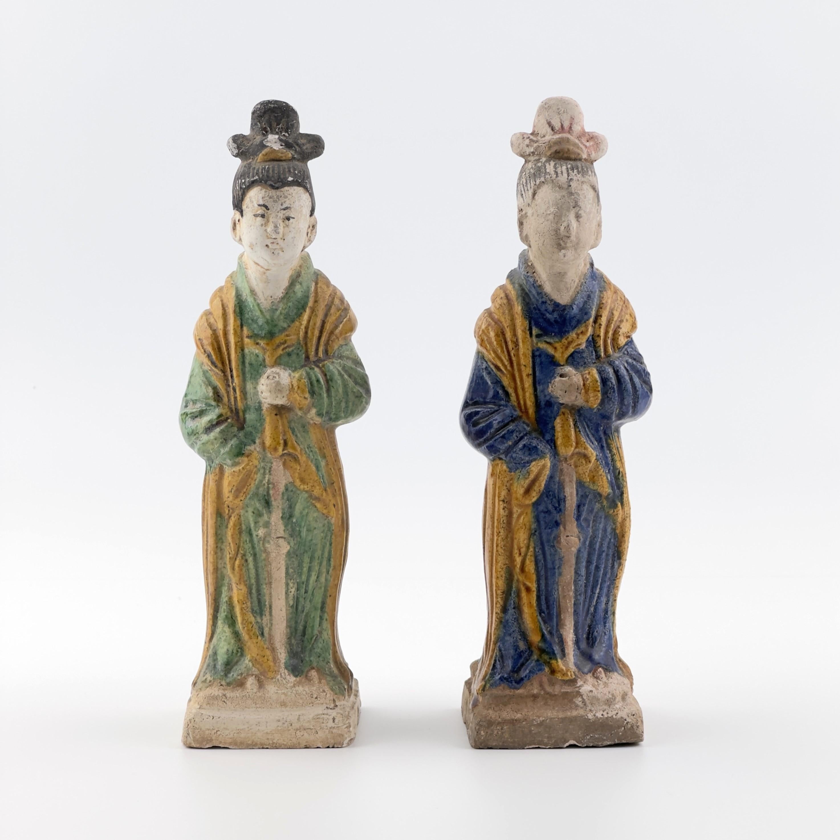 Two Glazed Court Attendants, Ming Period (1368-1644) For Sale 9