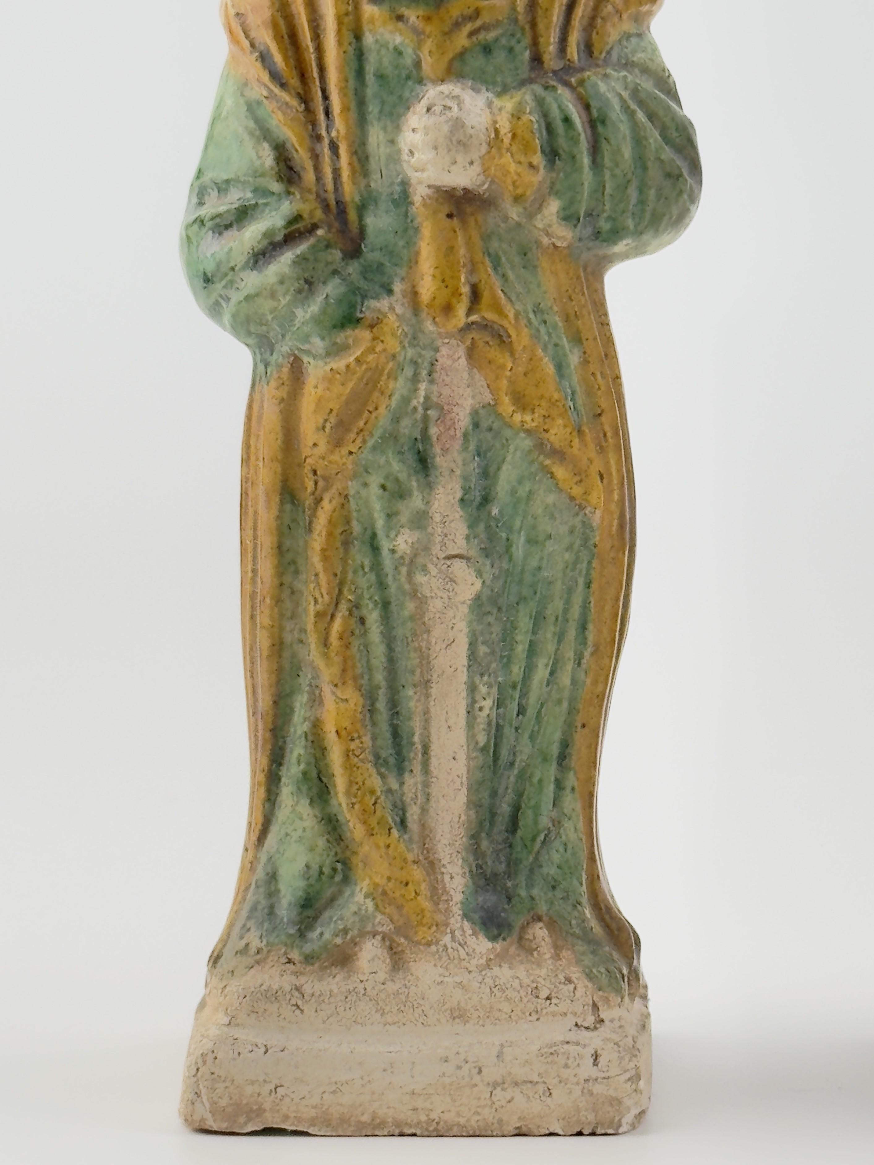 Two Glazed Court Attendants, Ming Period (1368-1644) For Sale 2