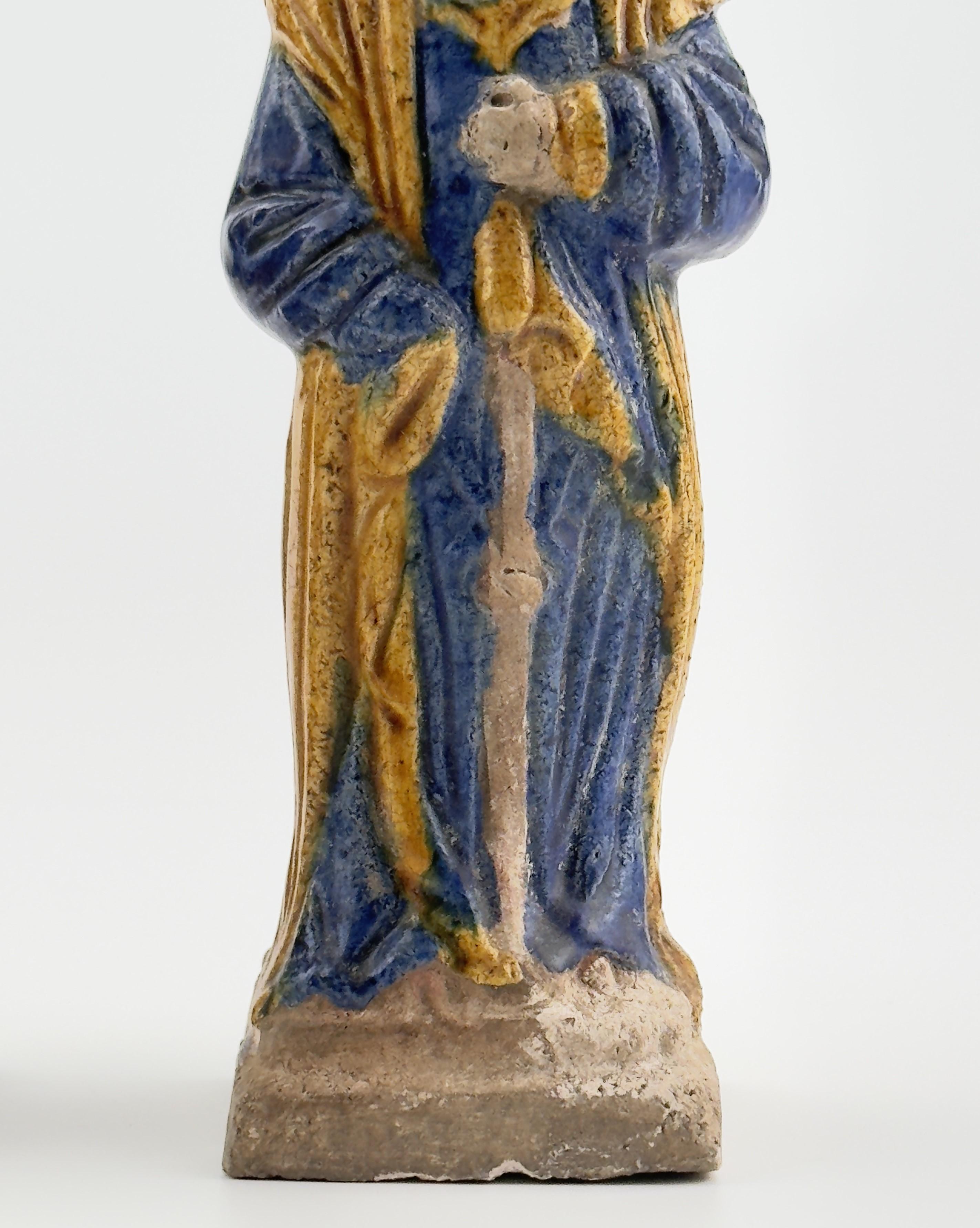 Two Glazed Court Attendants, Ming Period (1368-1644) For Sale 3