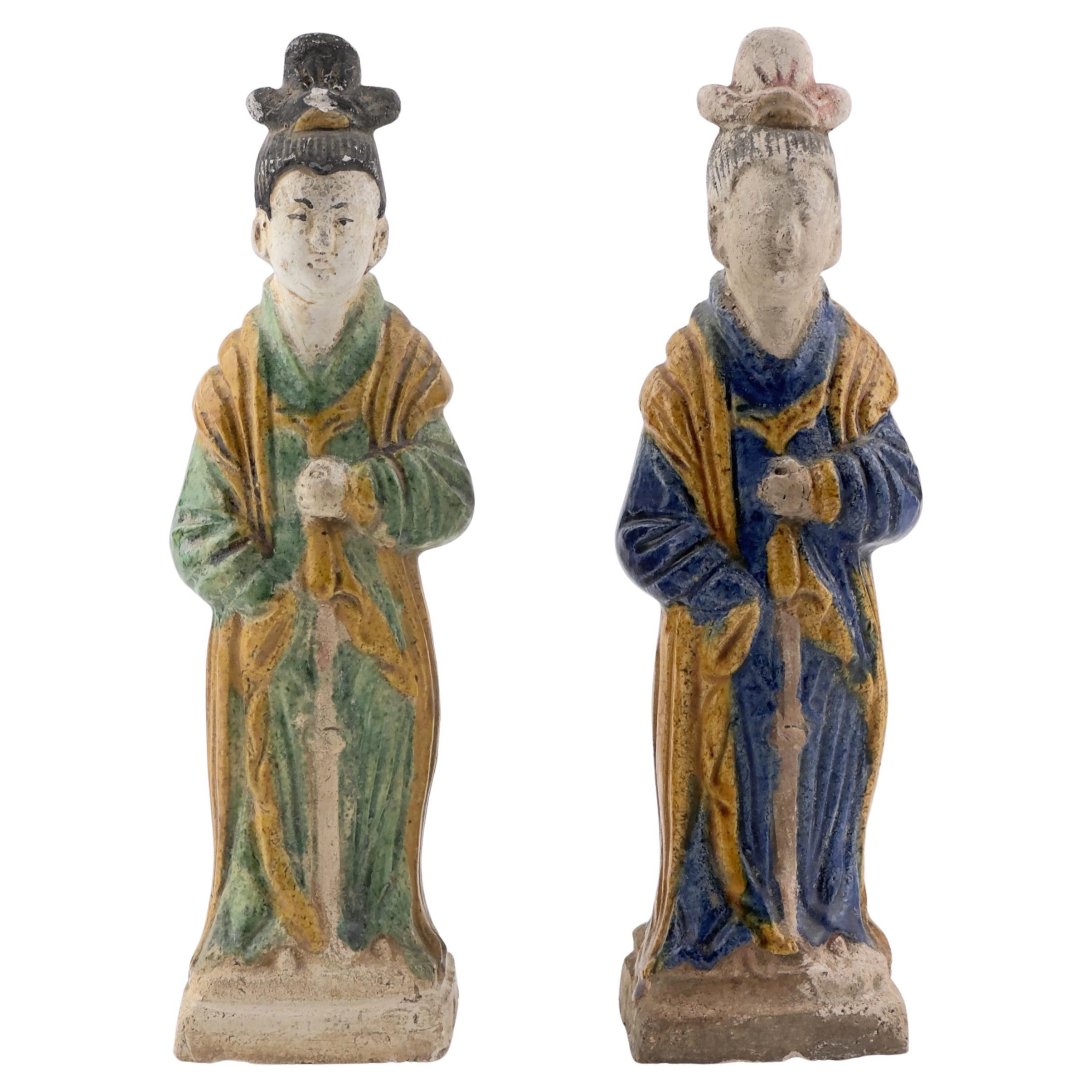 Two Glazed Court Attendants, Ming Period (1368-1644)
