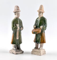 Two Glazed Figures of Musicians, Ming Period (1368-1644)