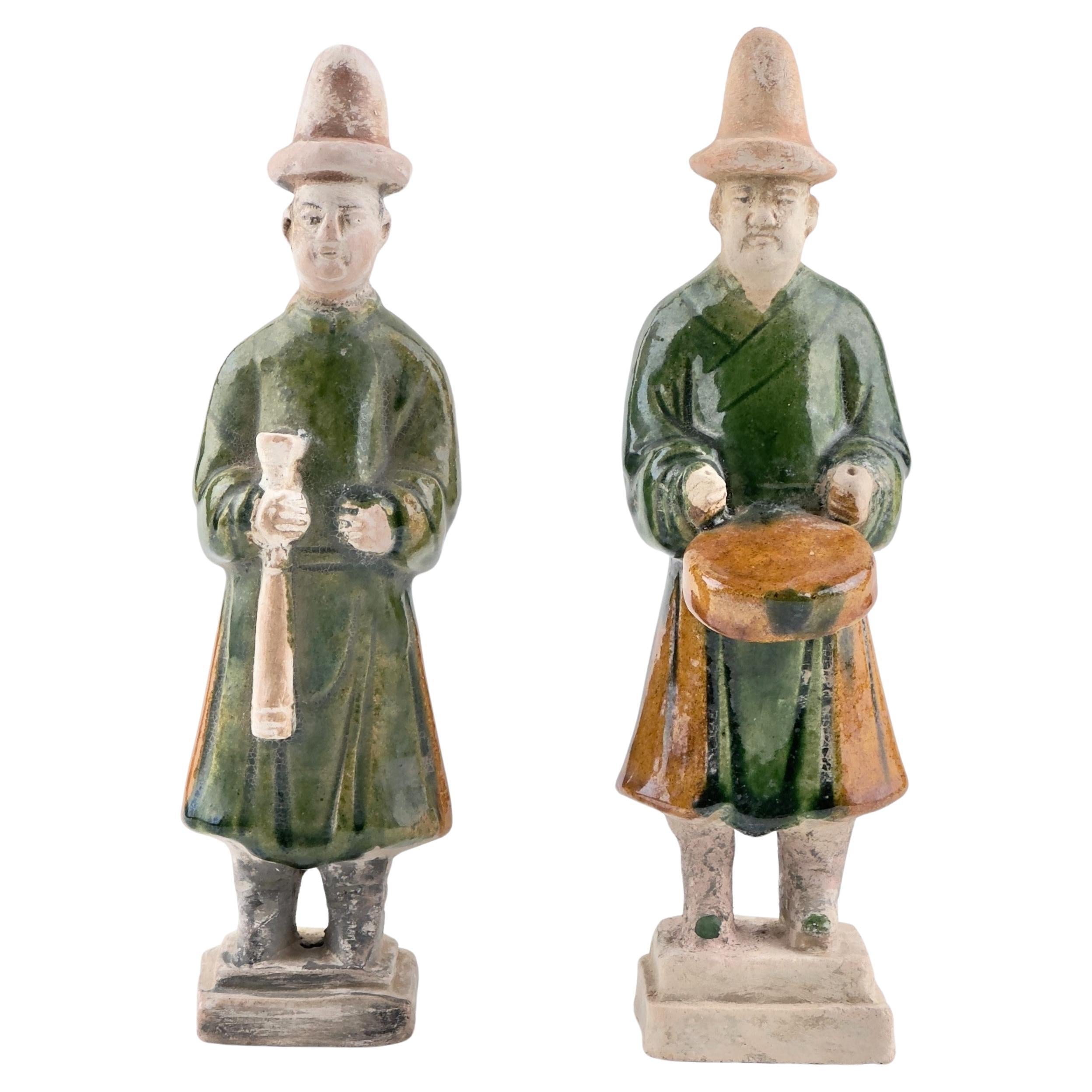 Two Glazed Figures of Musicians, Ming Period (1368-1644)